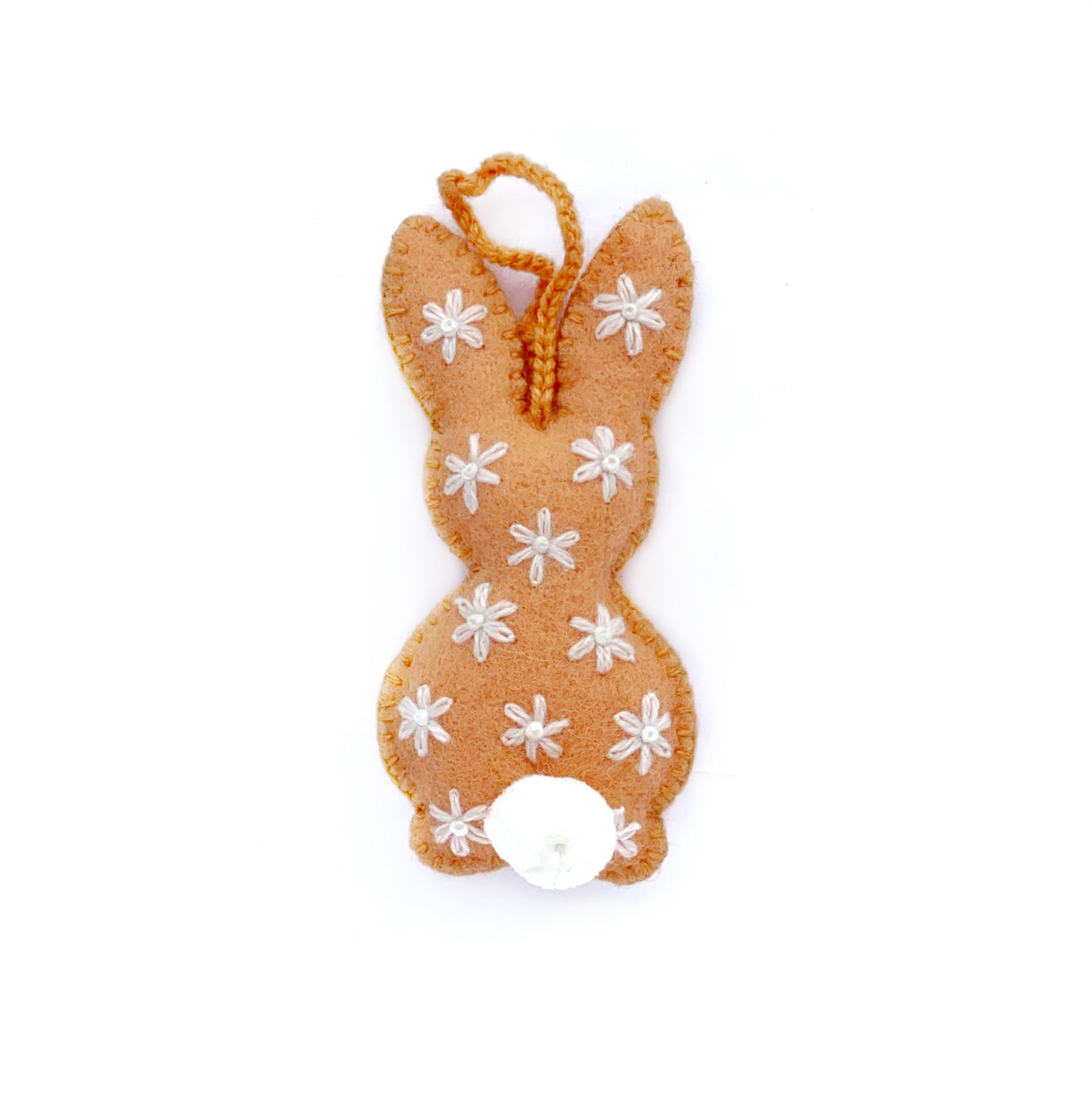 Easter Bunny Ornaments with Embroidered Flowers