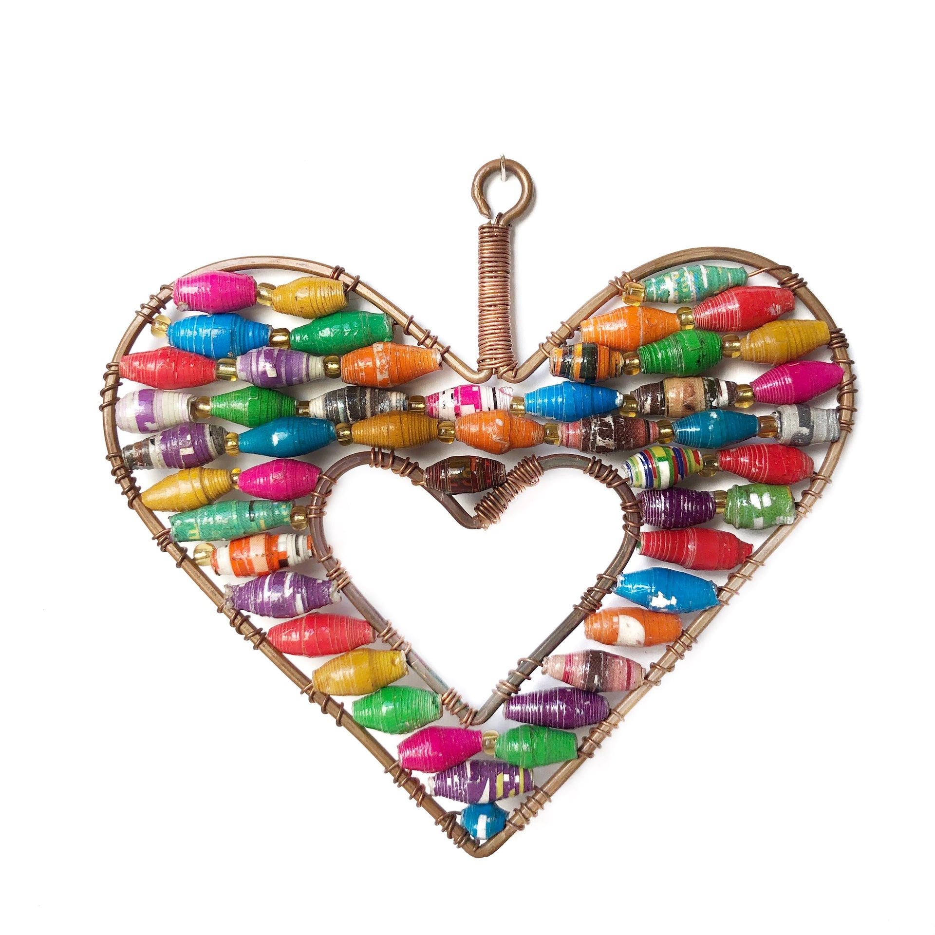 Open Heart Paper Bead Ornament