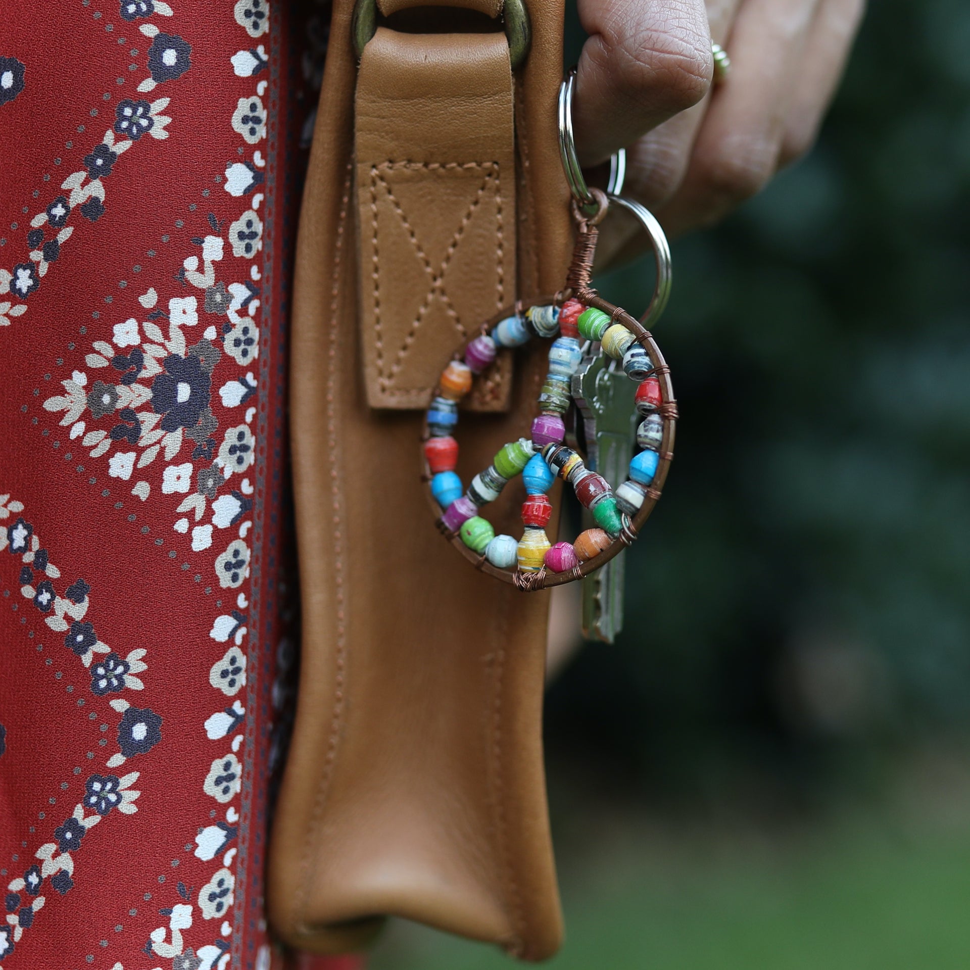Peace Sign Keychain, Paper Bead