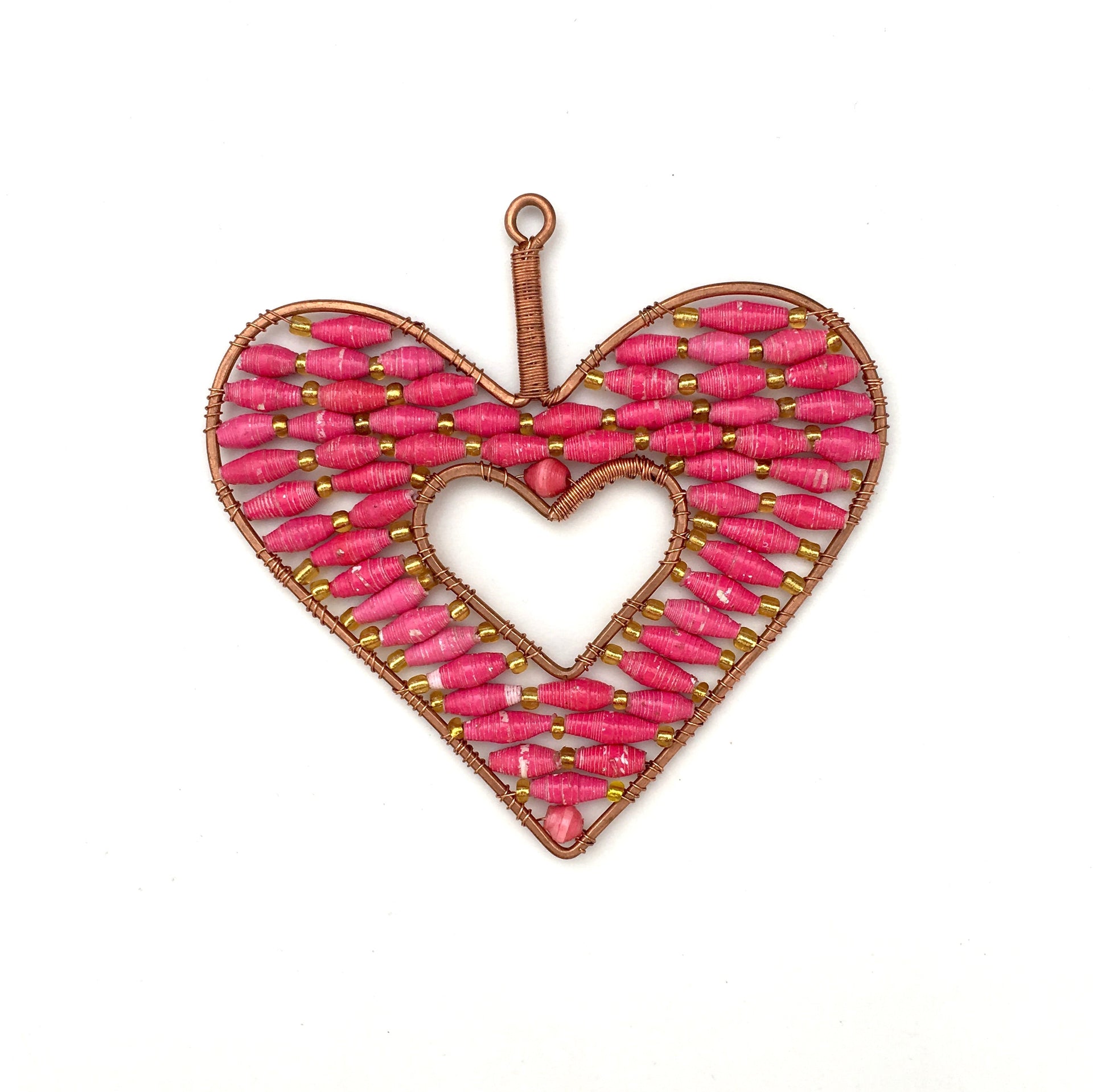 Valentine's Open Heart Paper Bead Ornament