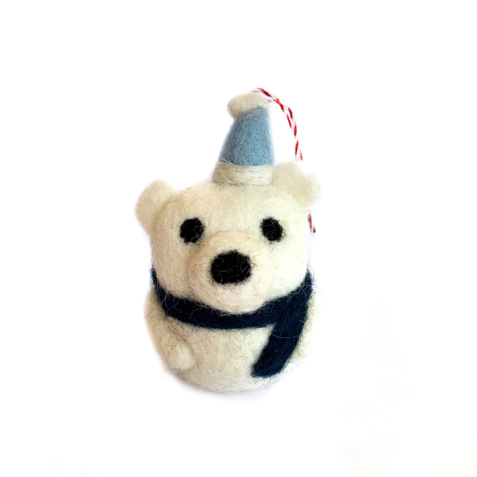 Polar Bear Ornament Fair trade Tufted Wool
