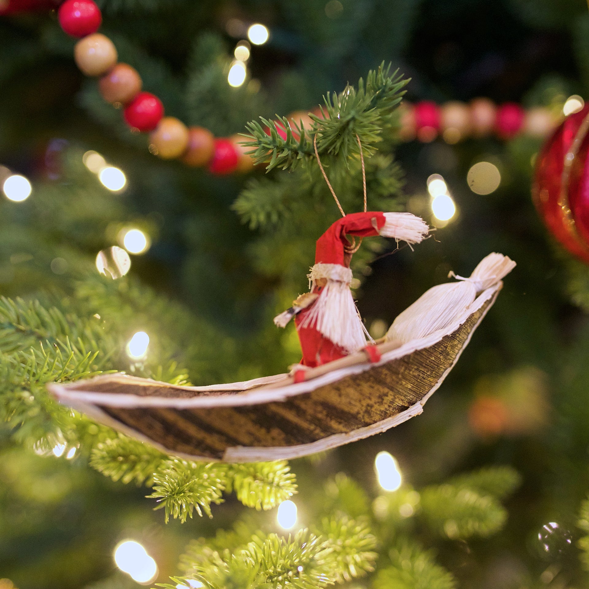 Santa in a Boat Ornament