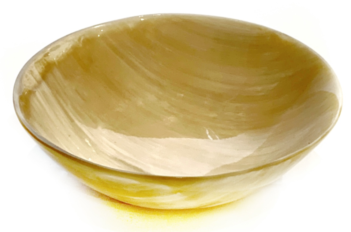 Large African Cow Horn Round Bowl