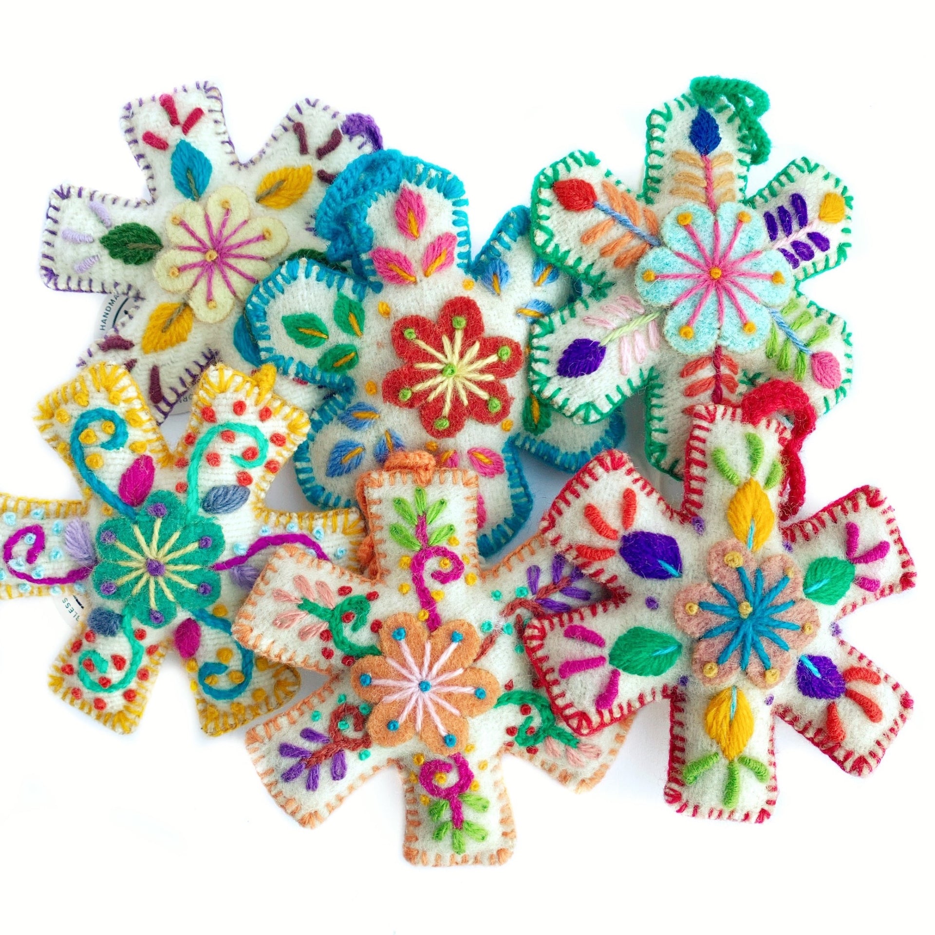 Snowflake Christmas Ornament Rainbow Variety Pack Fair Trade Peru