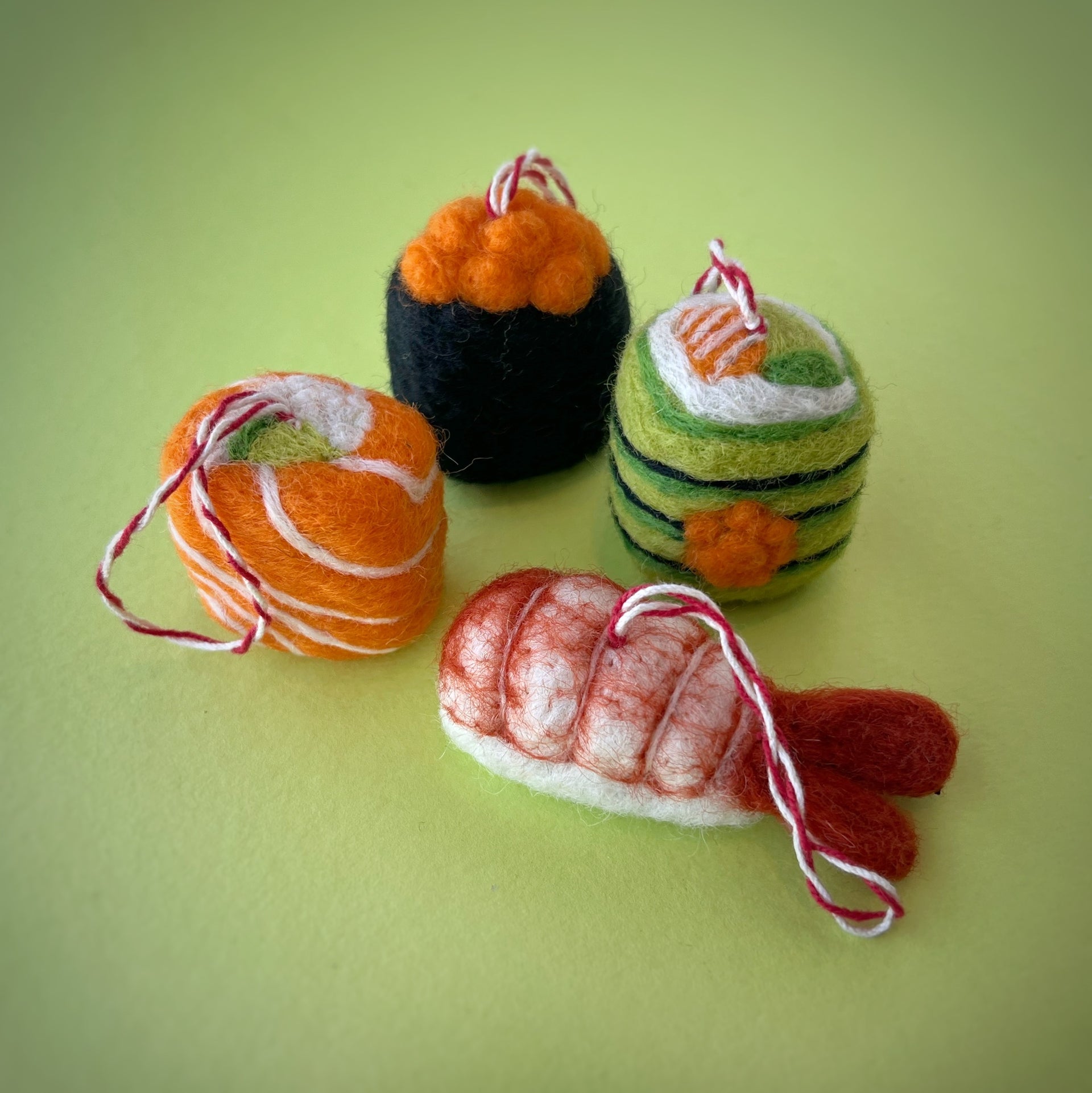 Sushi Ornament Set, Felt Wool