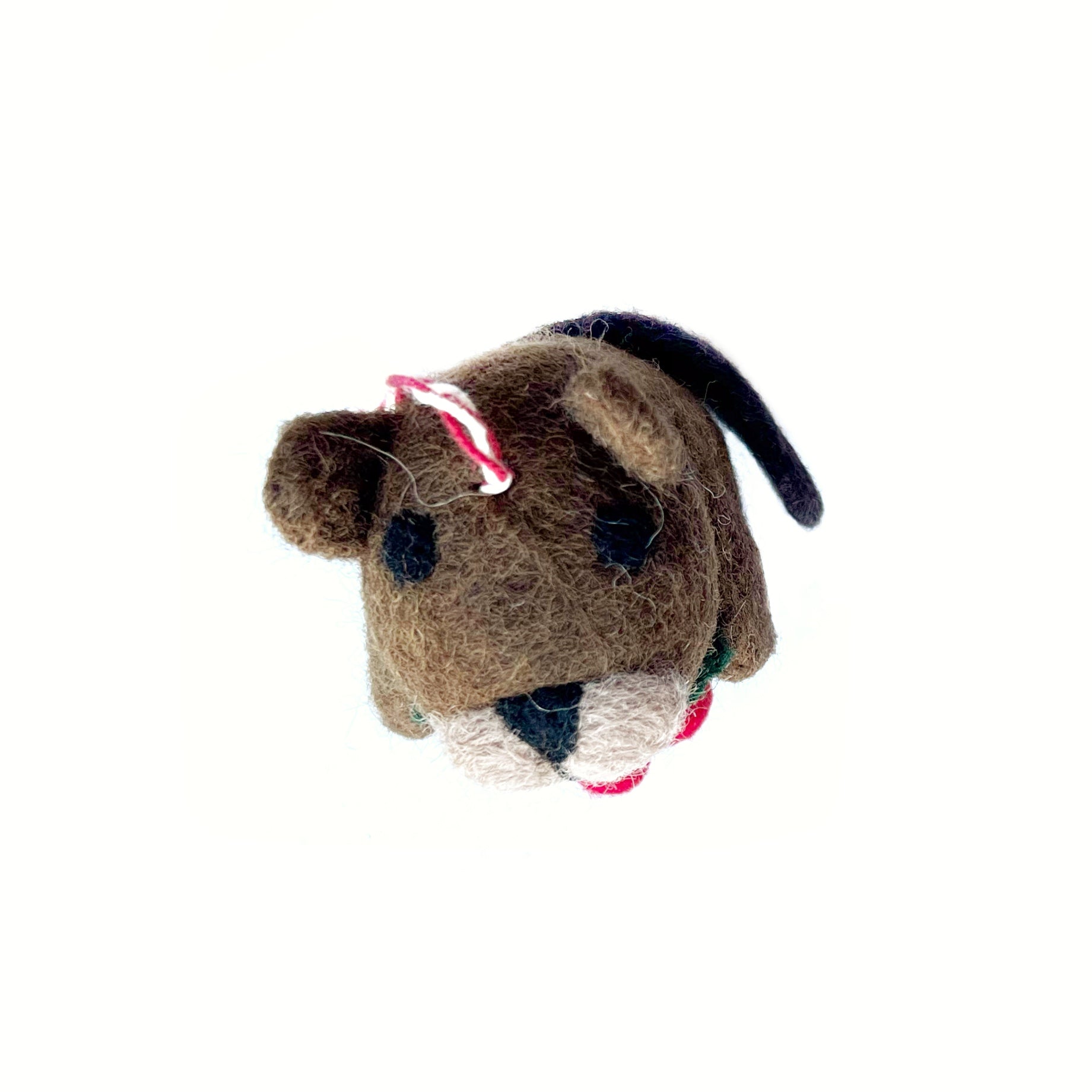 Beaver with Holly Ornament, Tufted Wool