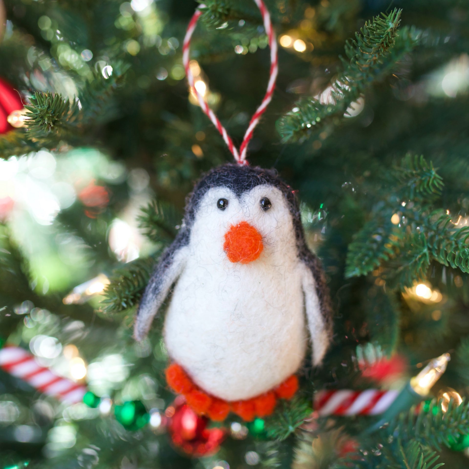 Penguin Ornament, Tufted Wool
