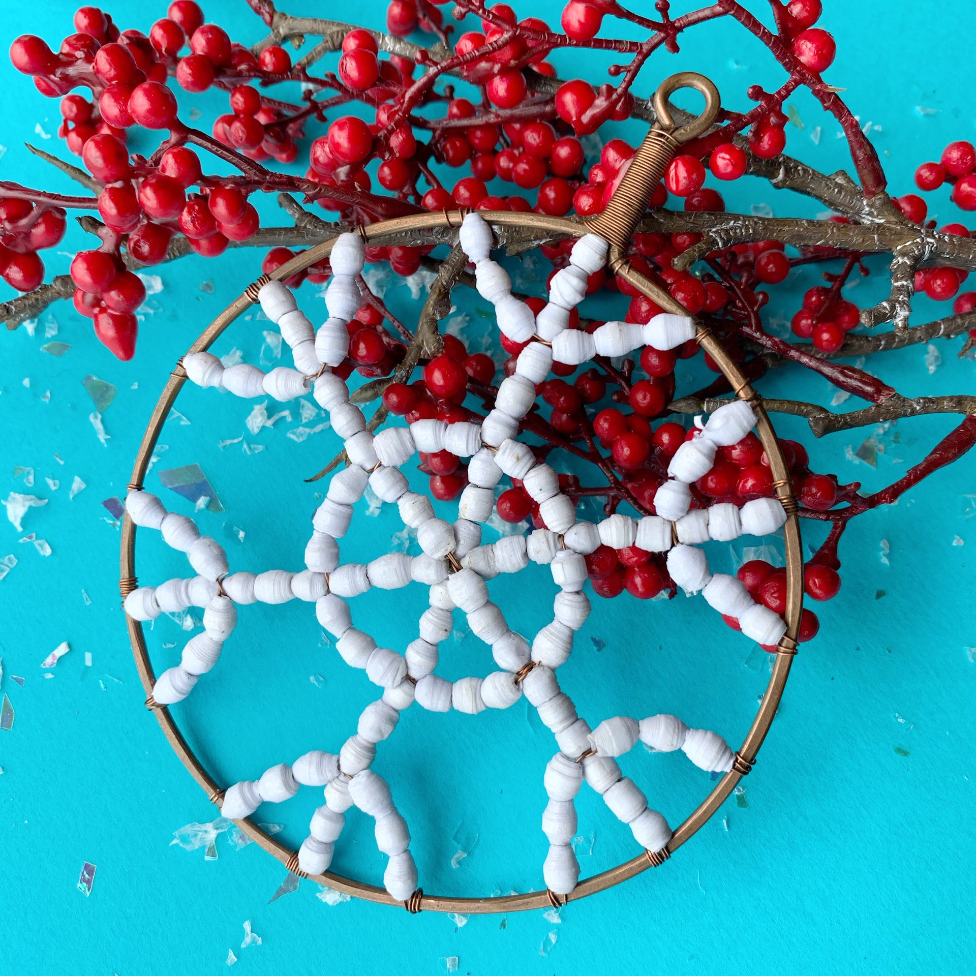 Snowflake White Paper Bead Ornament