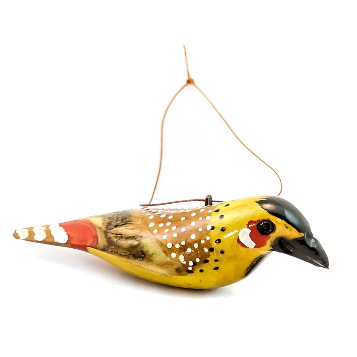 Wood Bird Barbet African Christmas Ornament