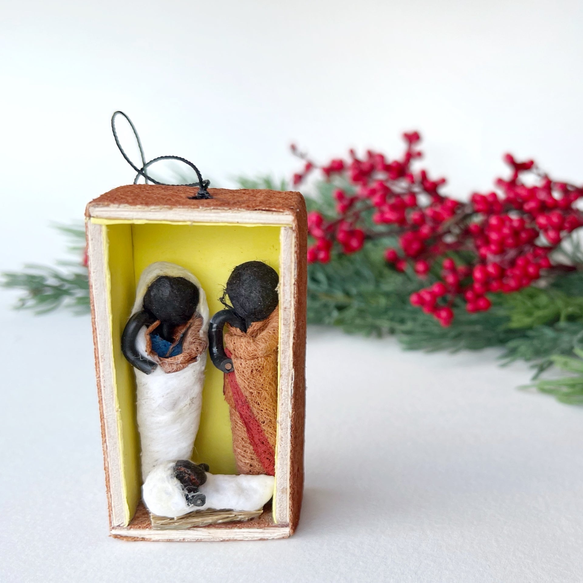 African Holy Family Nativity Scene Christmas Ornament Handmade in Uganda by artists with disabilities