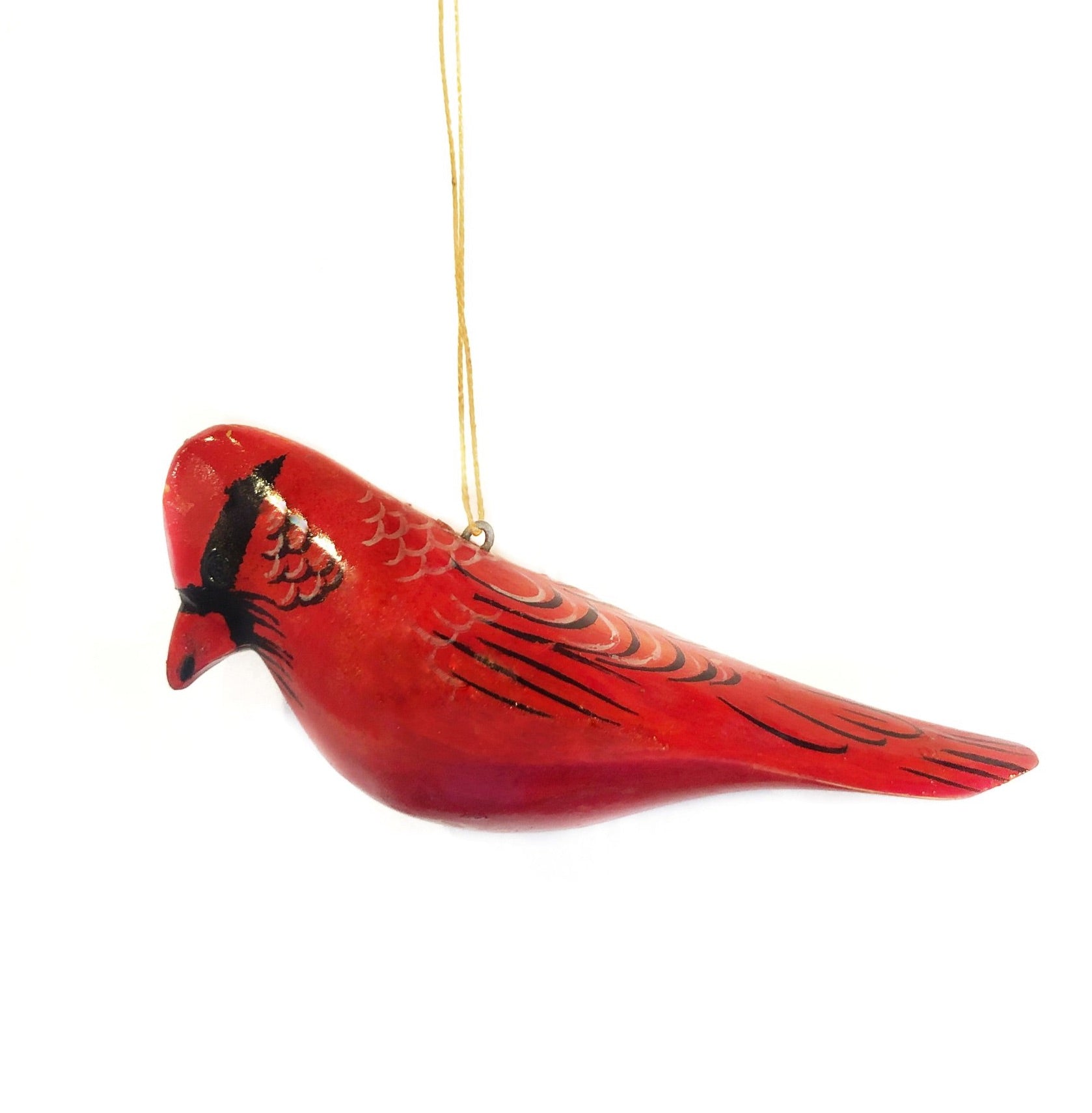Painted Cardinal Wood Bird Ornament