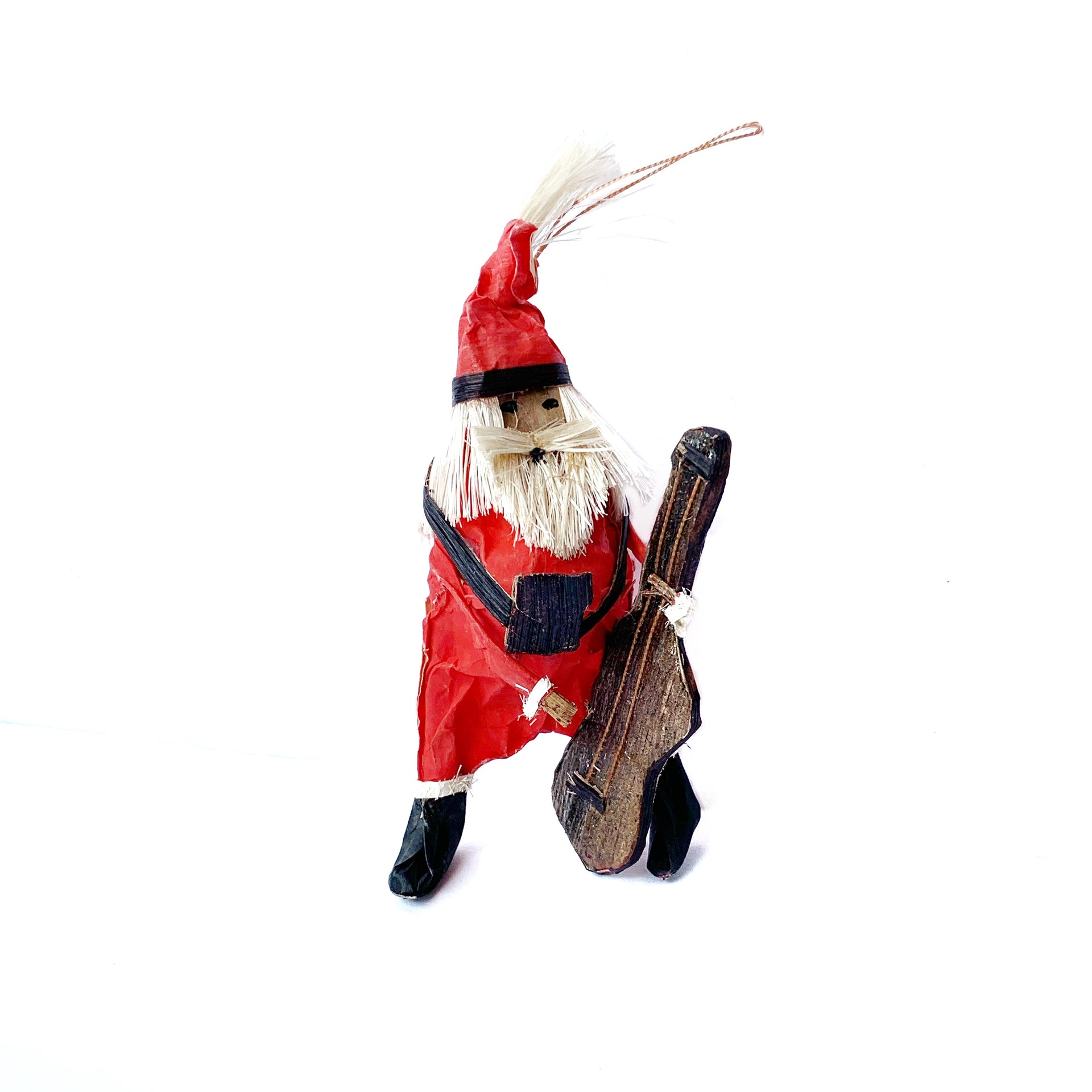 santa playing guitar ornament