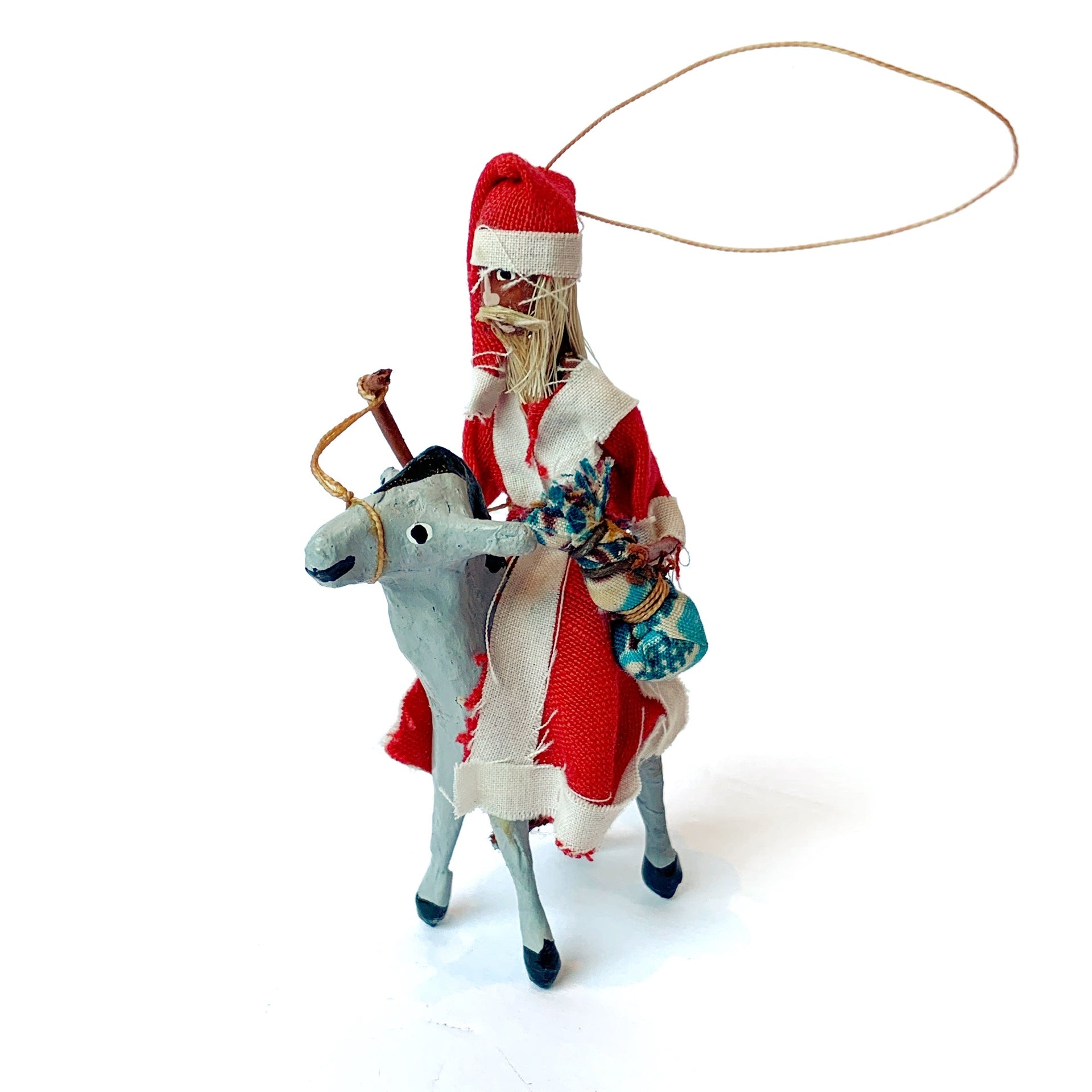 Santa Riding a Donkey Ornament