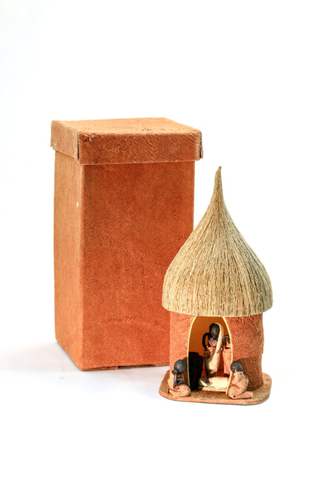 Bark Cloth Nativity with Box