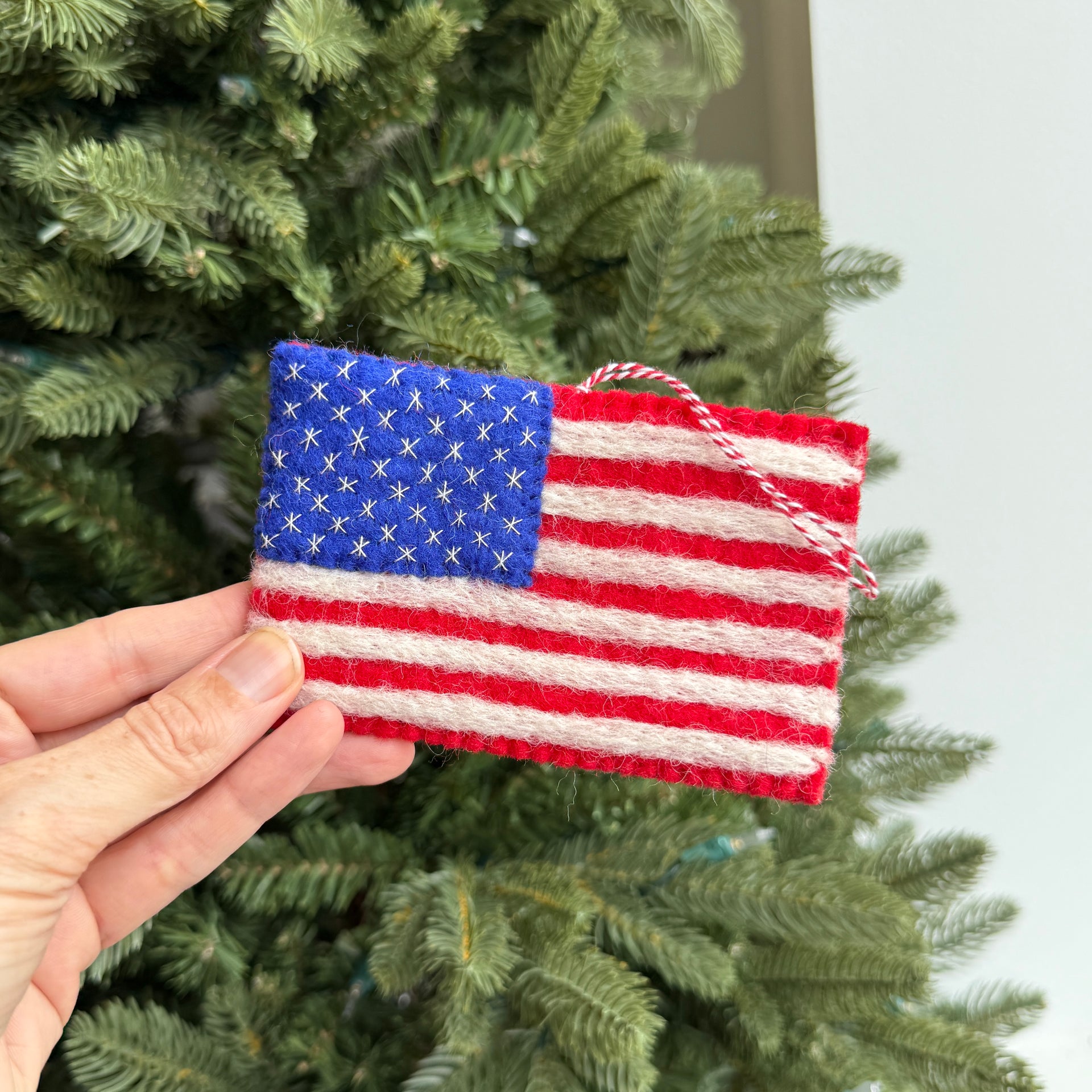 American Flag Ornament, Felt Wool