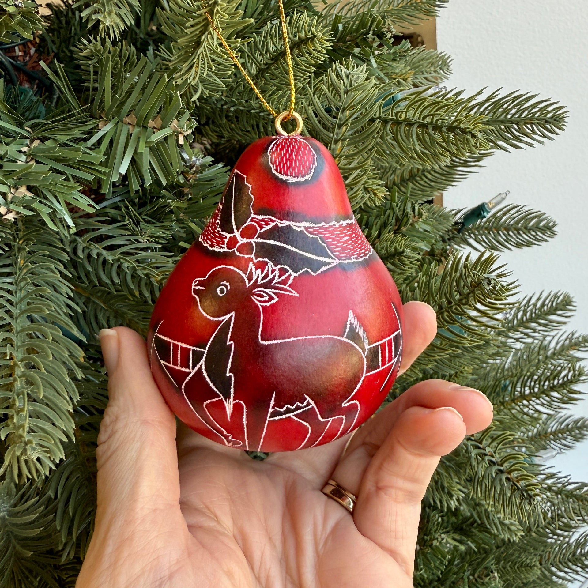 Santa Gourd Ornament