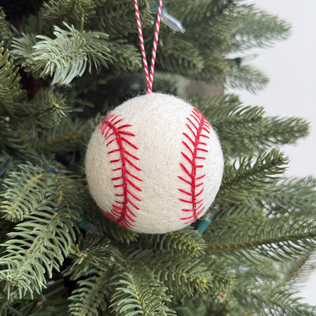 Baseball Ornament, Tufted Wool