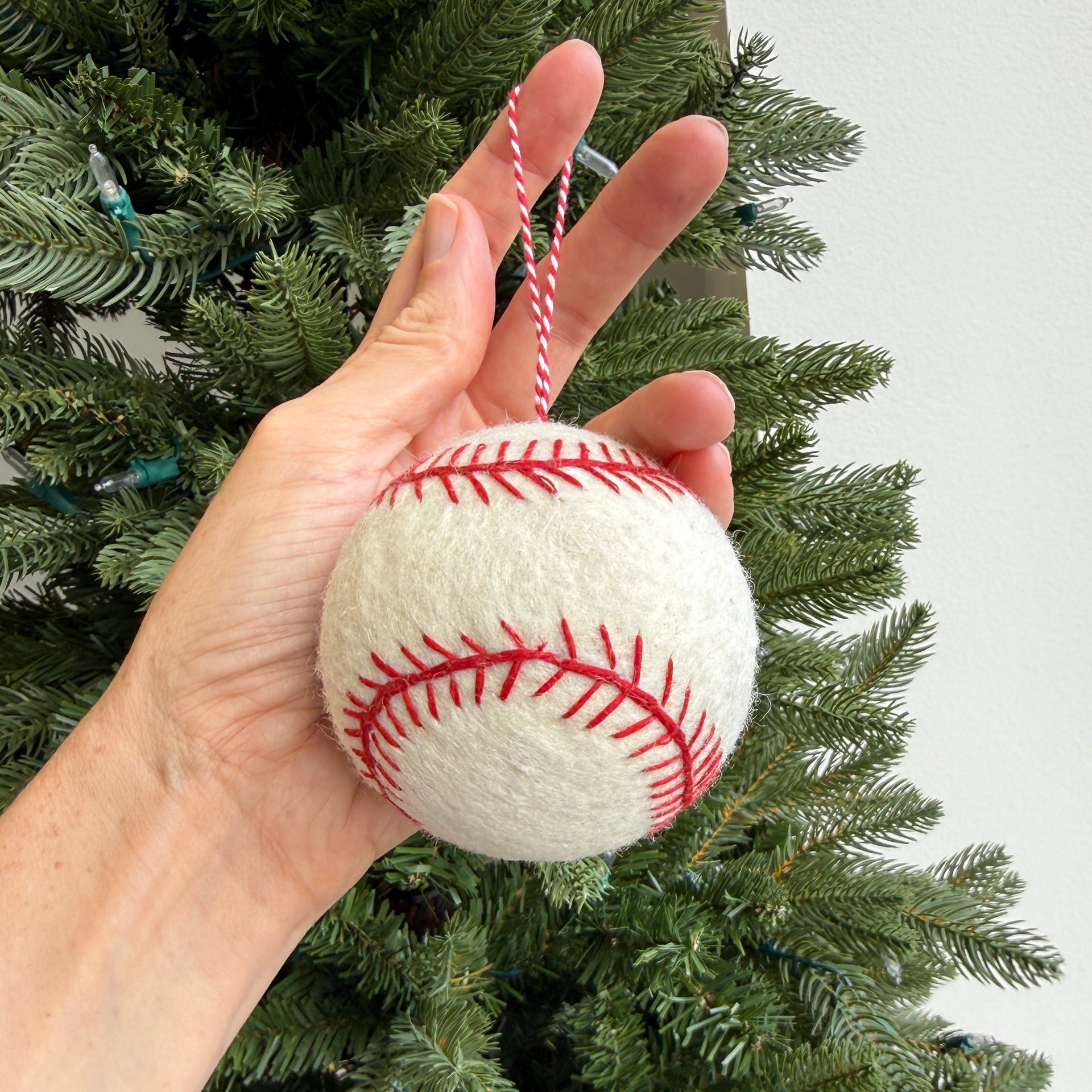 Baseball Ornament, Tufted Wool