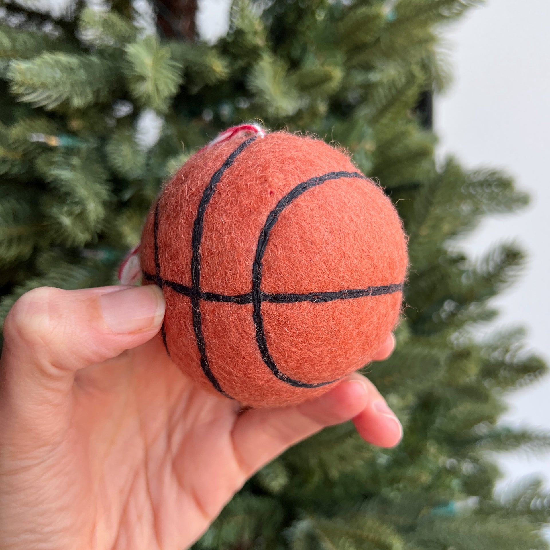 Basketball Ornament, Tufted Wool