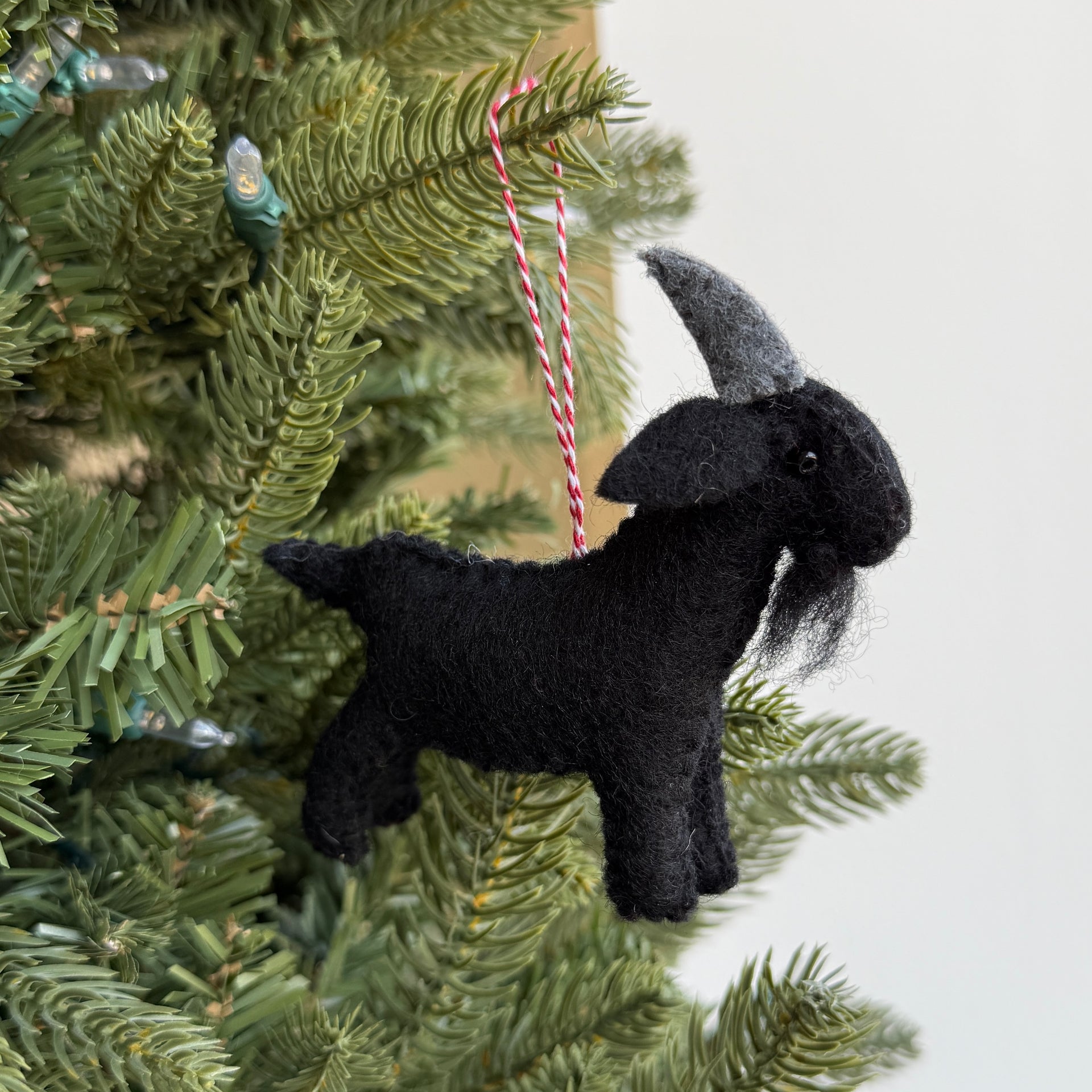 Goat Ornament, Black, Felt Wool