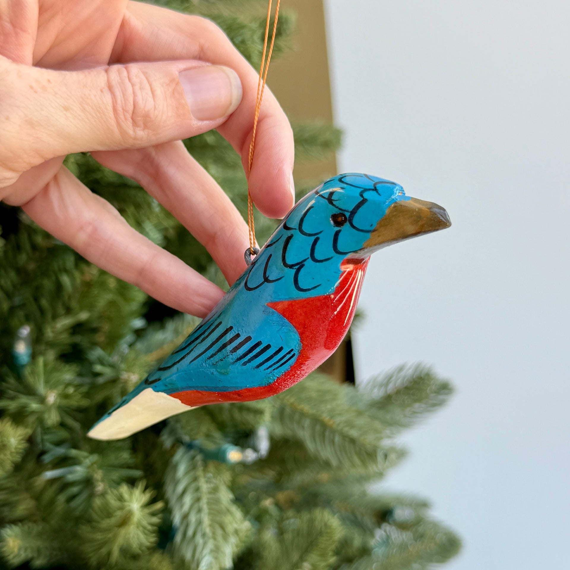 Blue Bird Wood Bird Ornament
