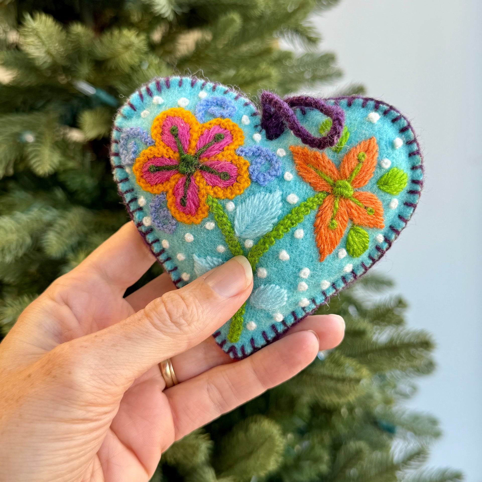 Colorful Heart Embroidered Ornaments, Variety 12 Pack