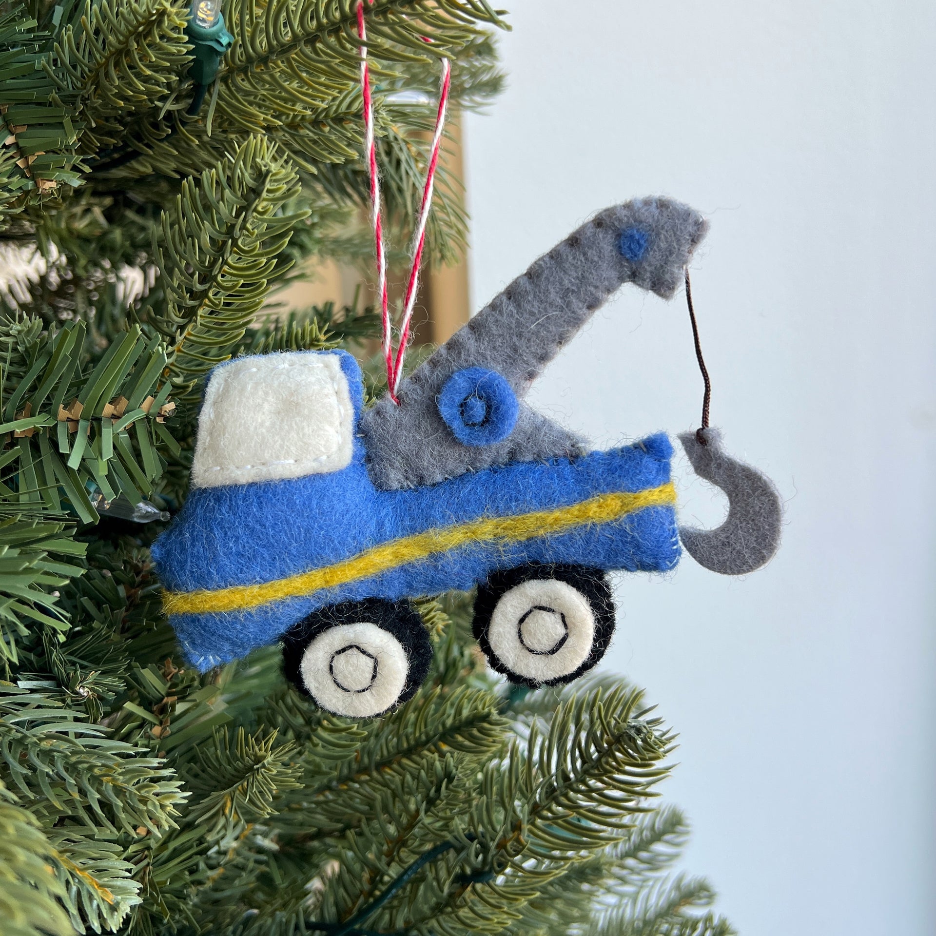 Tow Truck Ornament, Felt Wool