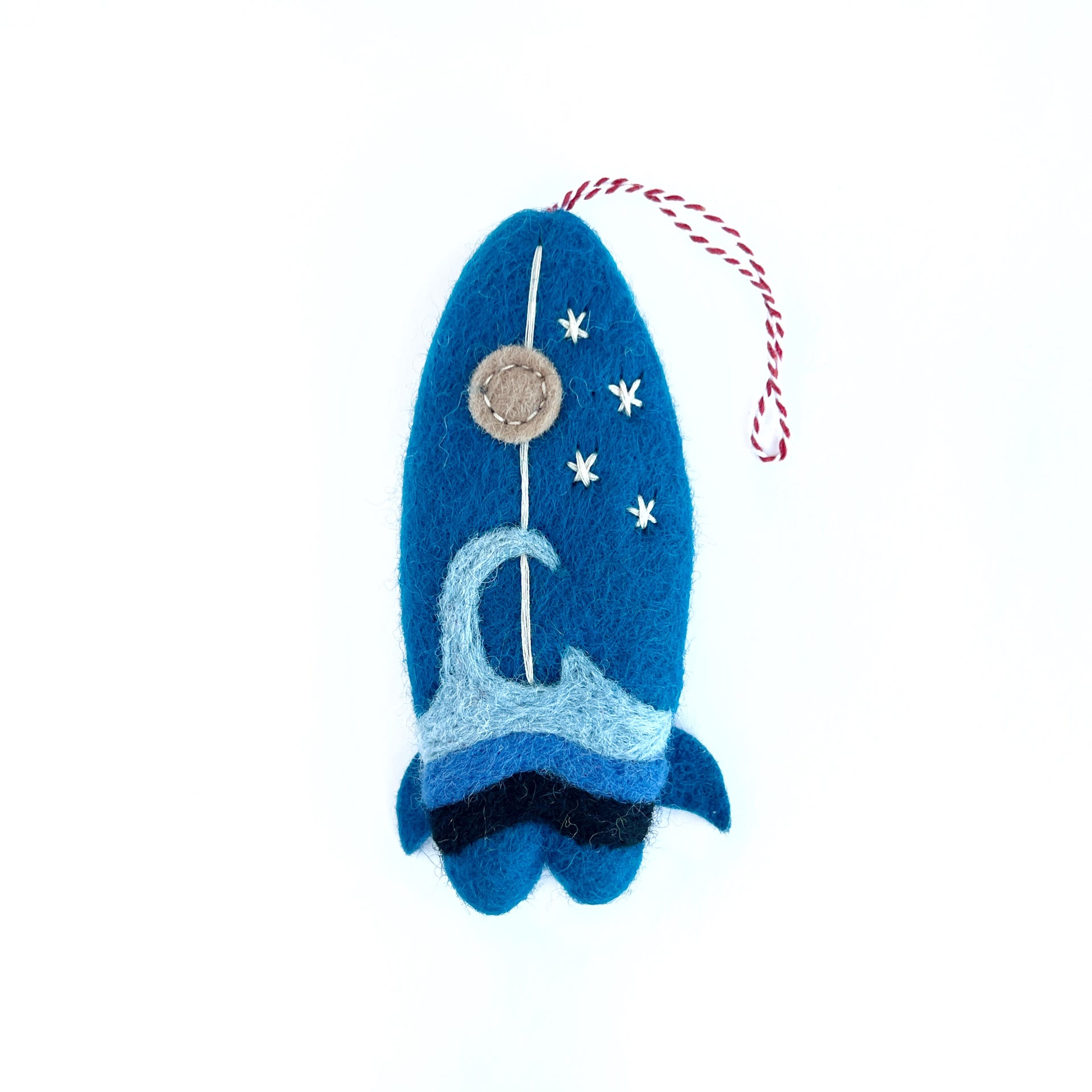 Blue Wave Surfboard Ornament, Felt Wool