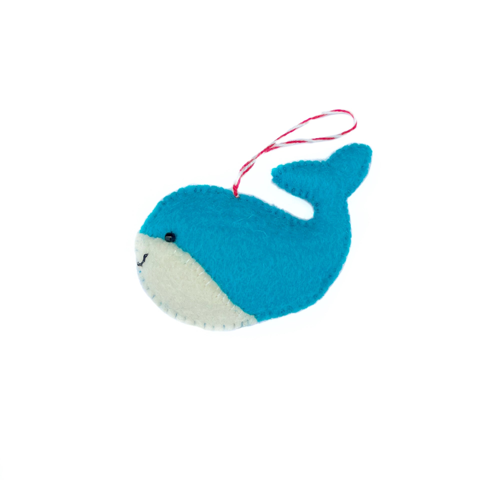 Blue Whale Ornament, Felt Wool