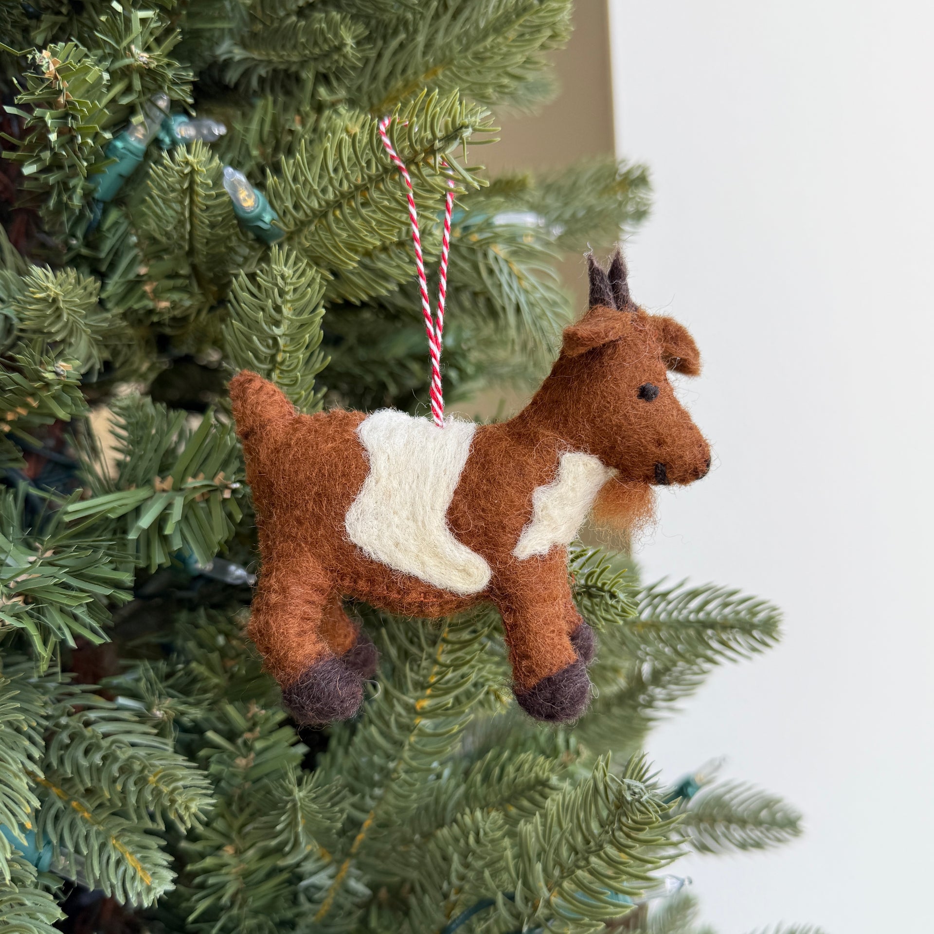 Goat Ornament, Spotted Brown, Felt Wool