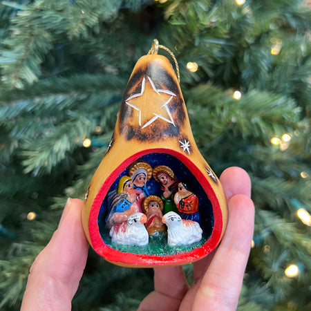 Gourd Nativity Ornament