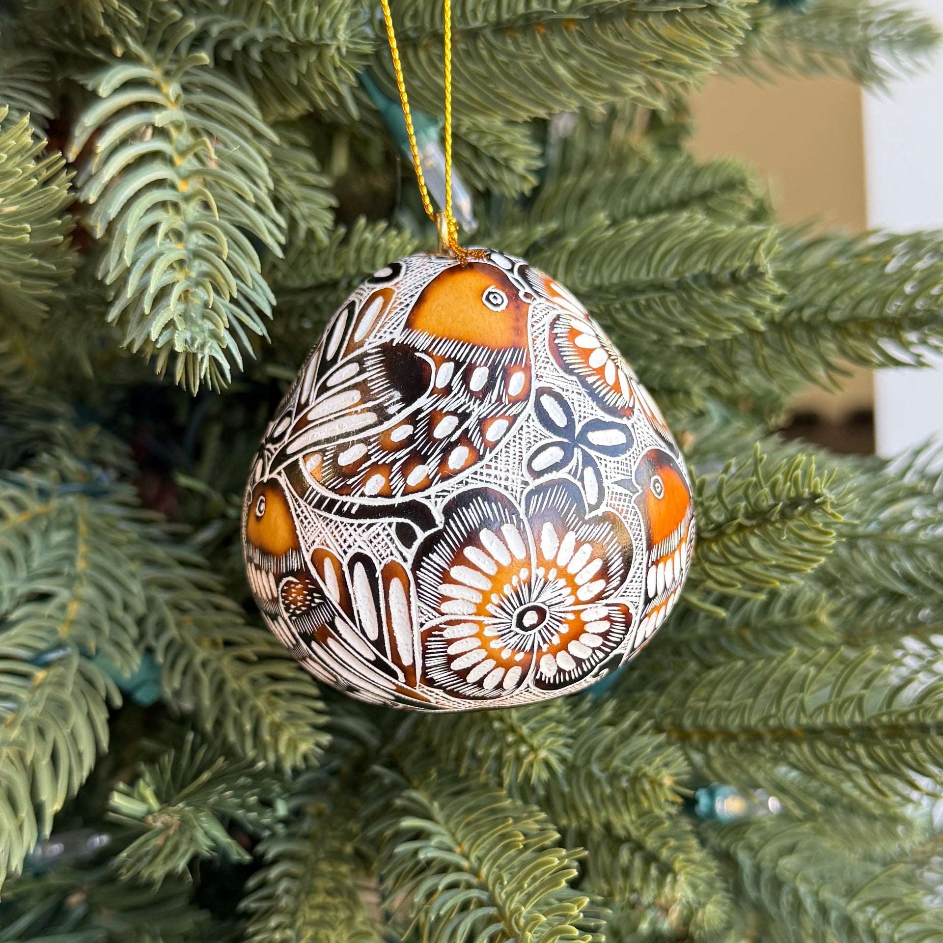 Birds in Floral Gourd Ornament