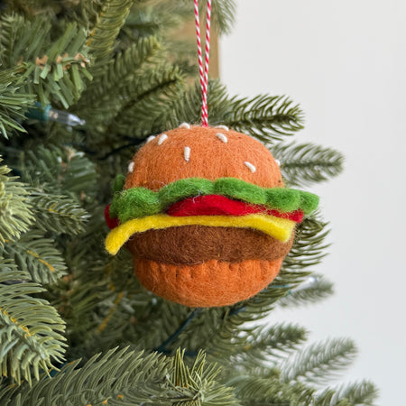 Burger Ornament, Felt Wool