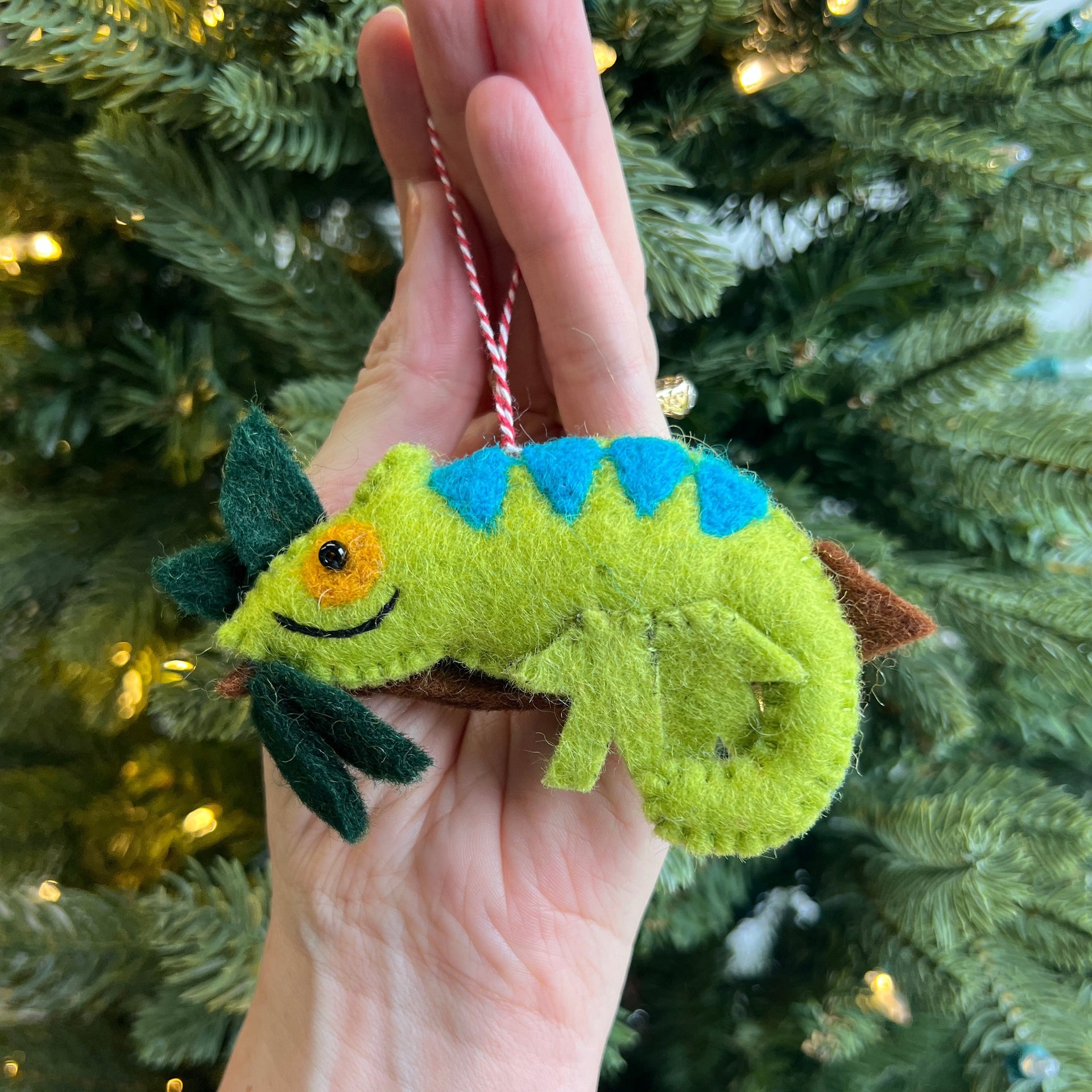 Chameleon Ornament, Felt Wool