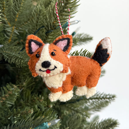 Corgi Dog Ornament, Felt Wool