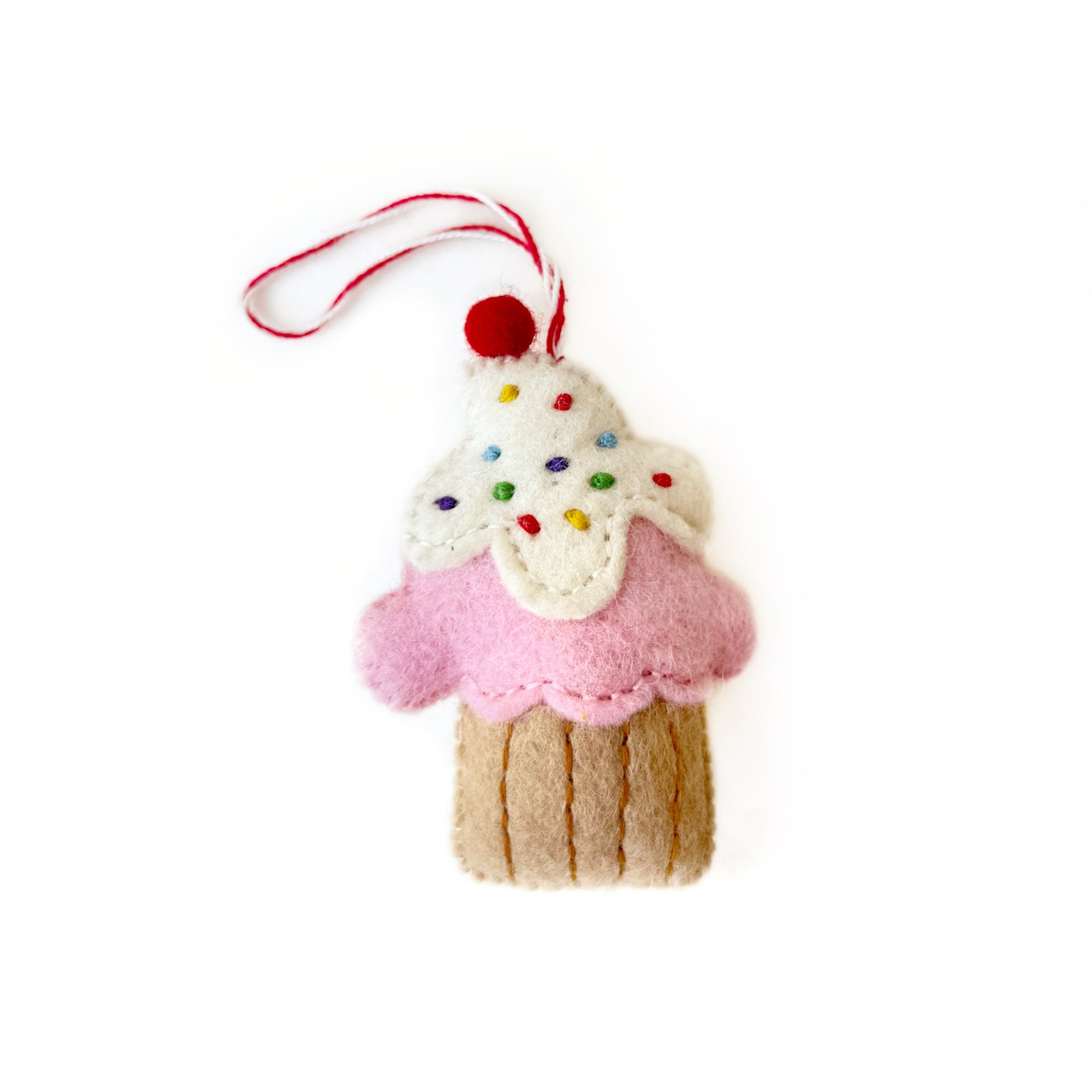 Cupcake Ornament, Felt Wool