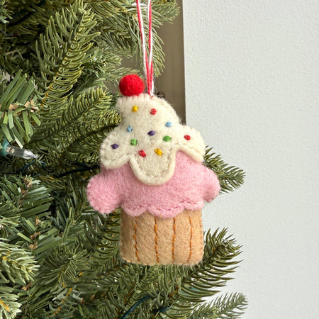 Cupcake Ornament, Felt Wool