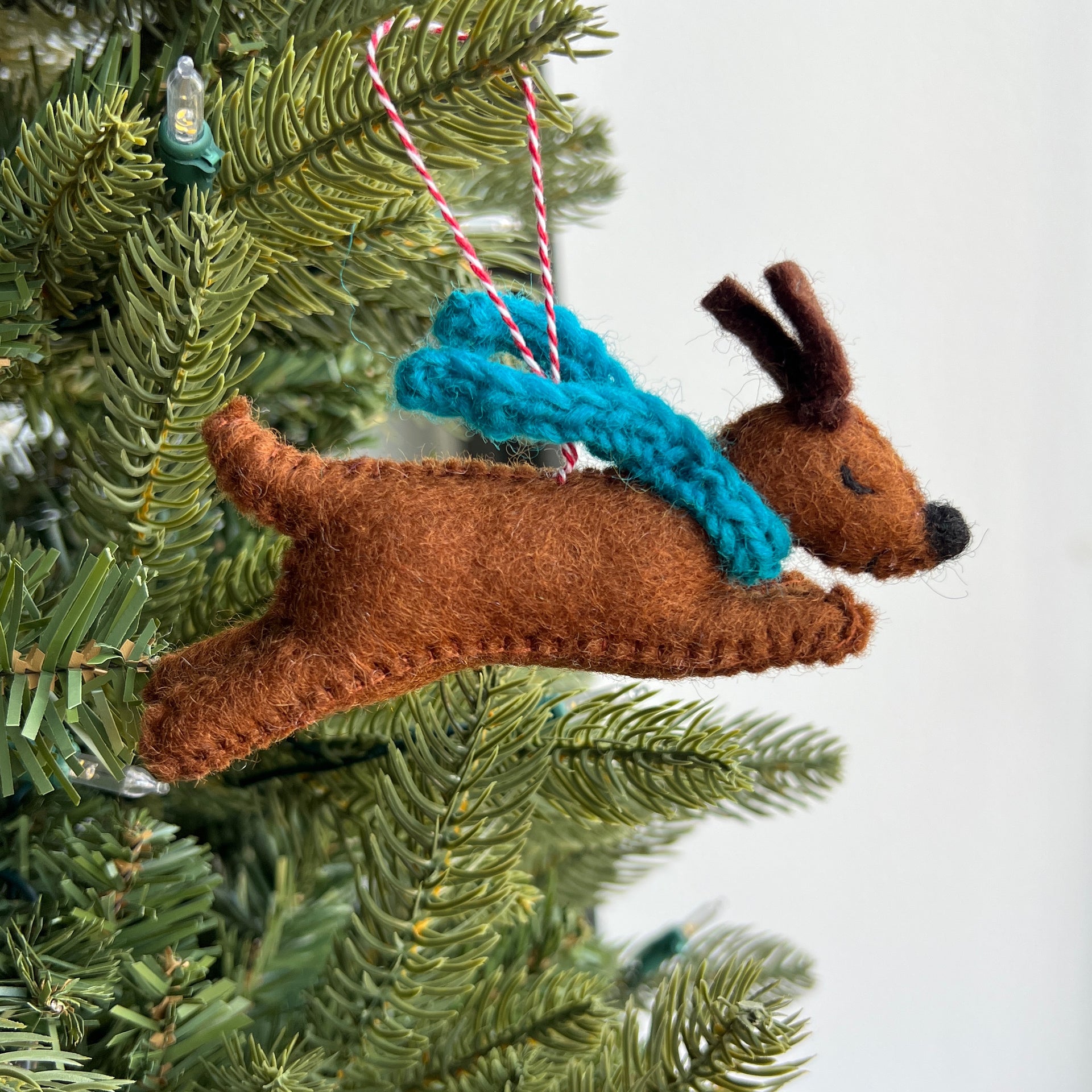 Dog Jumping Ornament, Felt Wool