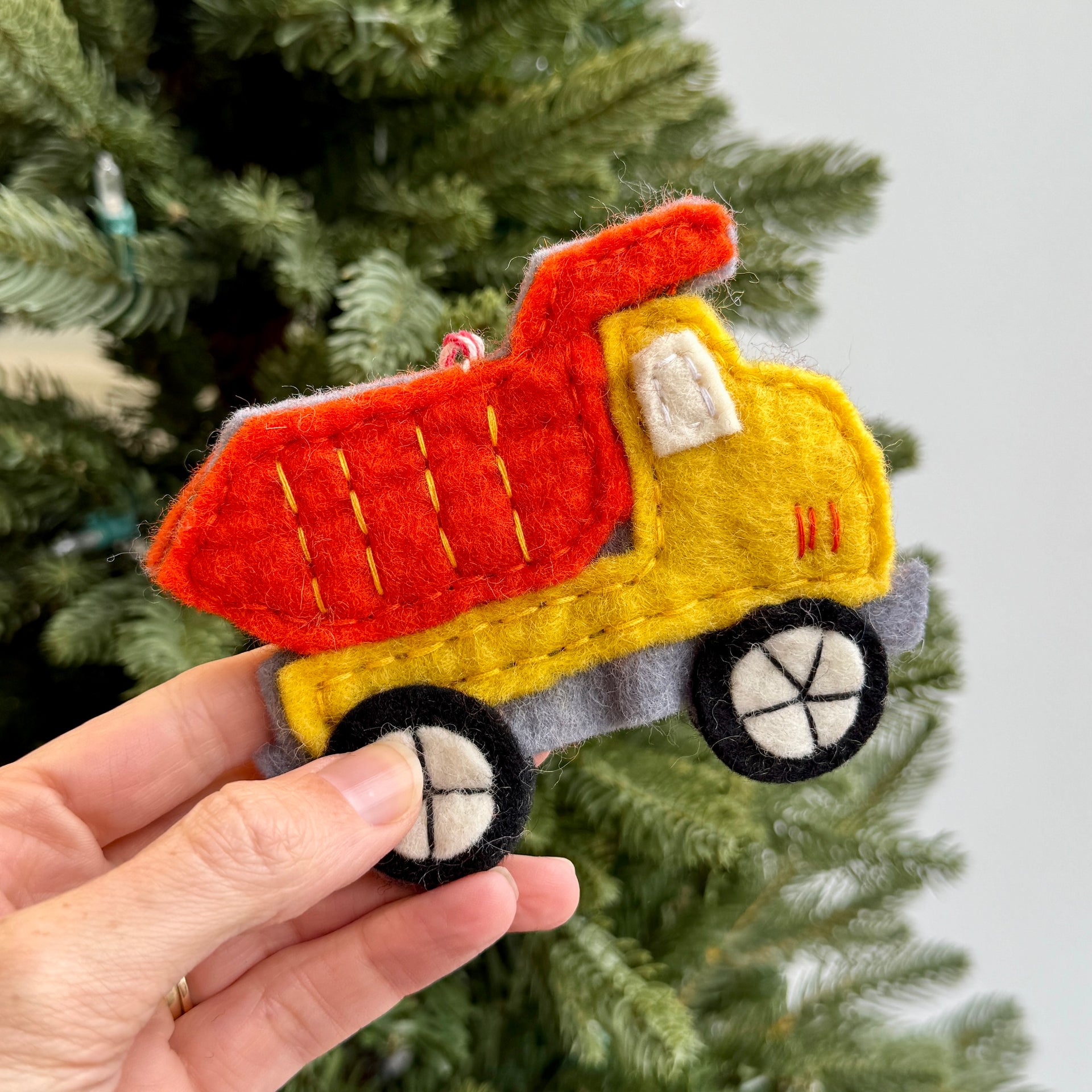 Dump Truck Ornament, Felt Wool