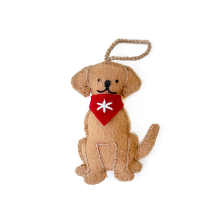 Dog Ornament, Embroidered Wool