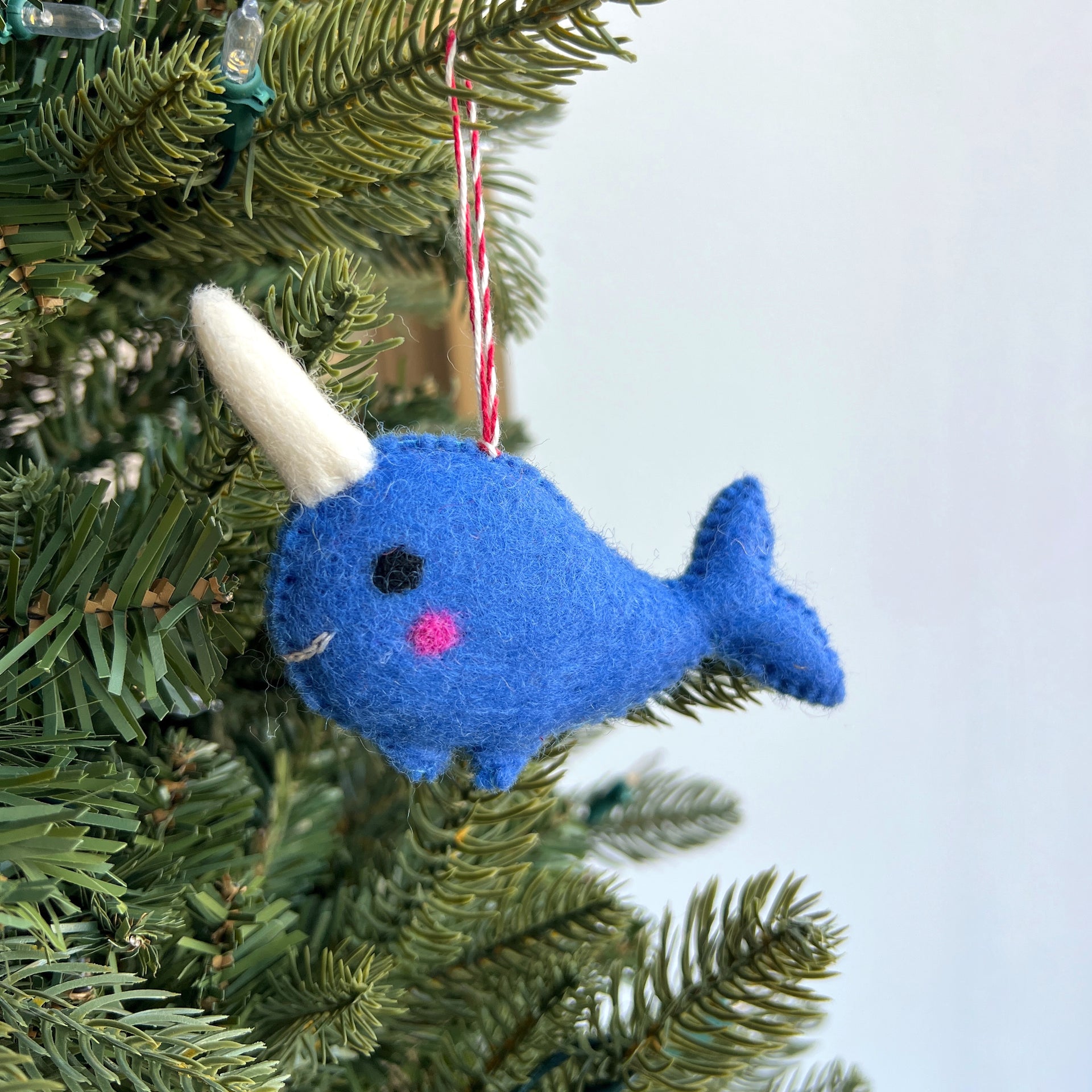 Narwhal Ornament, Felt Wool