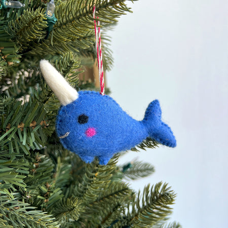 Narwhal Ornament, Felt Wool
