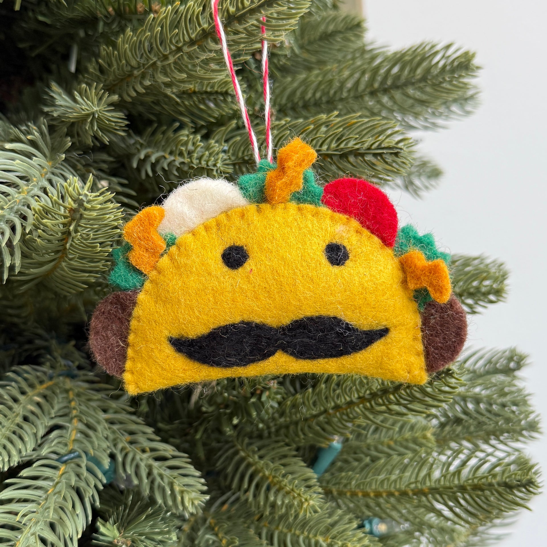 Taco Man Ornament, Felt Wool
