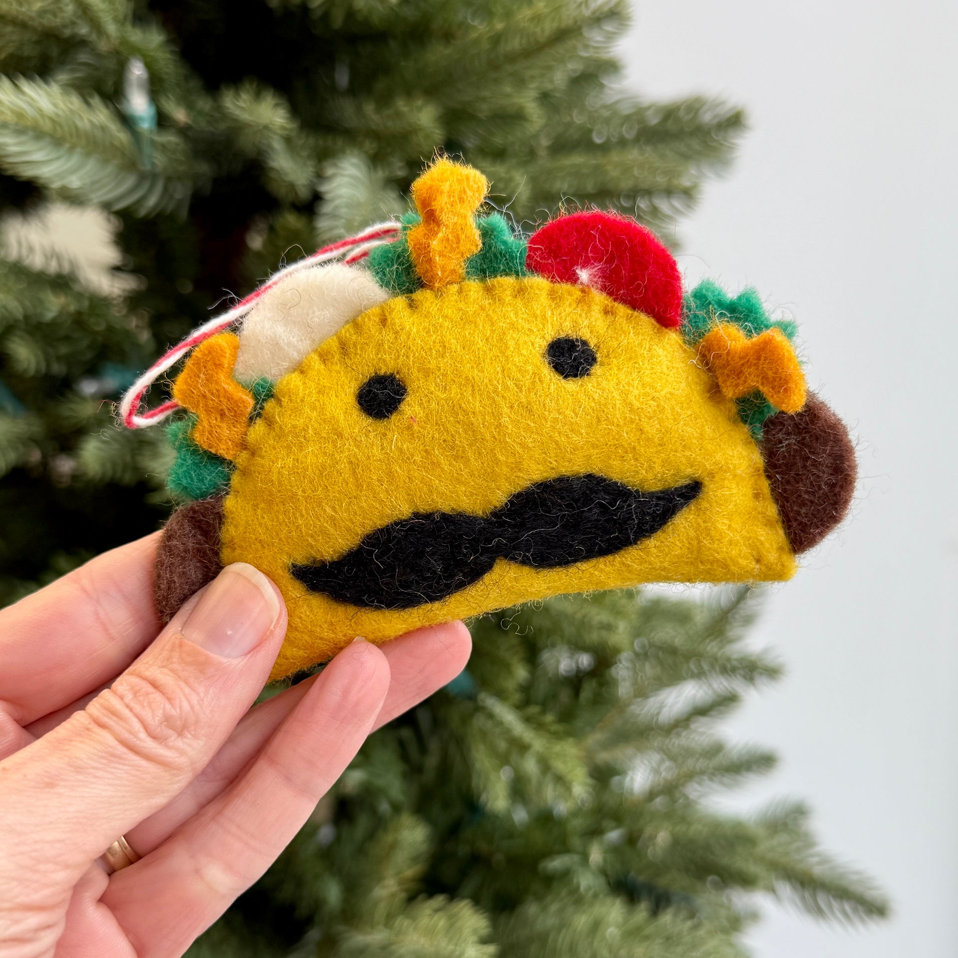 Taco Man Ornament, Felt Wool