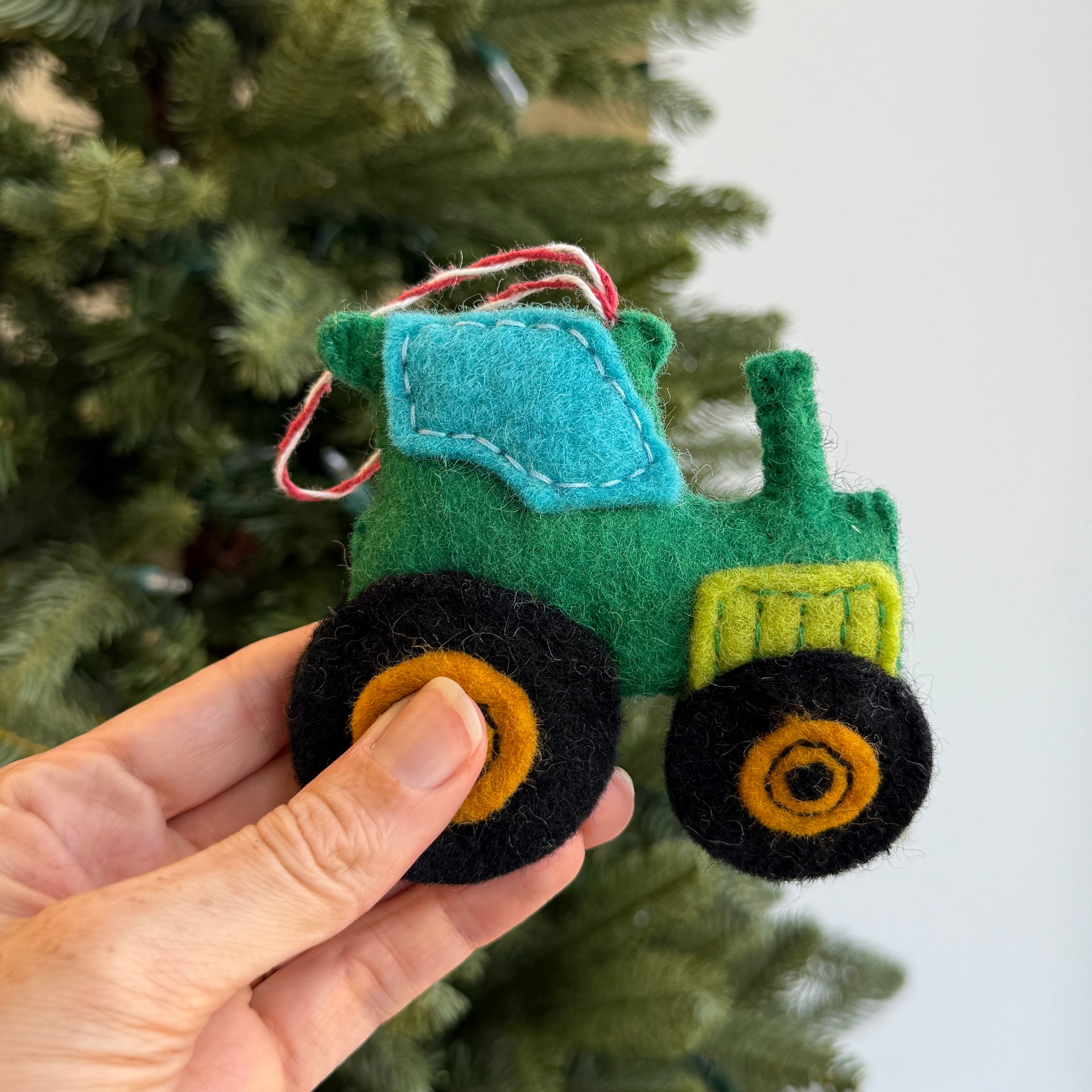 Tractor Ornament, Felt Wool
