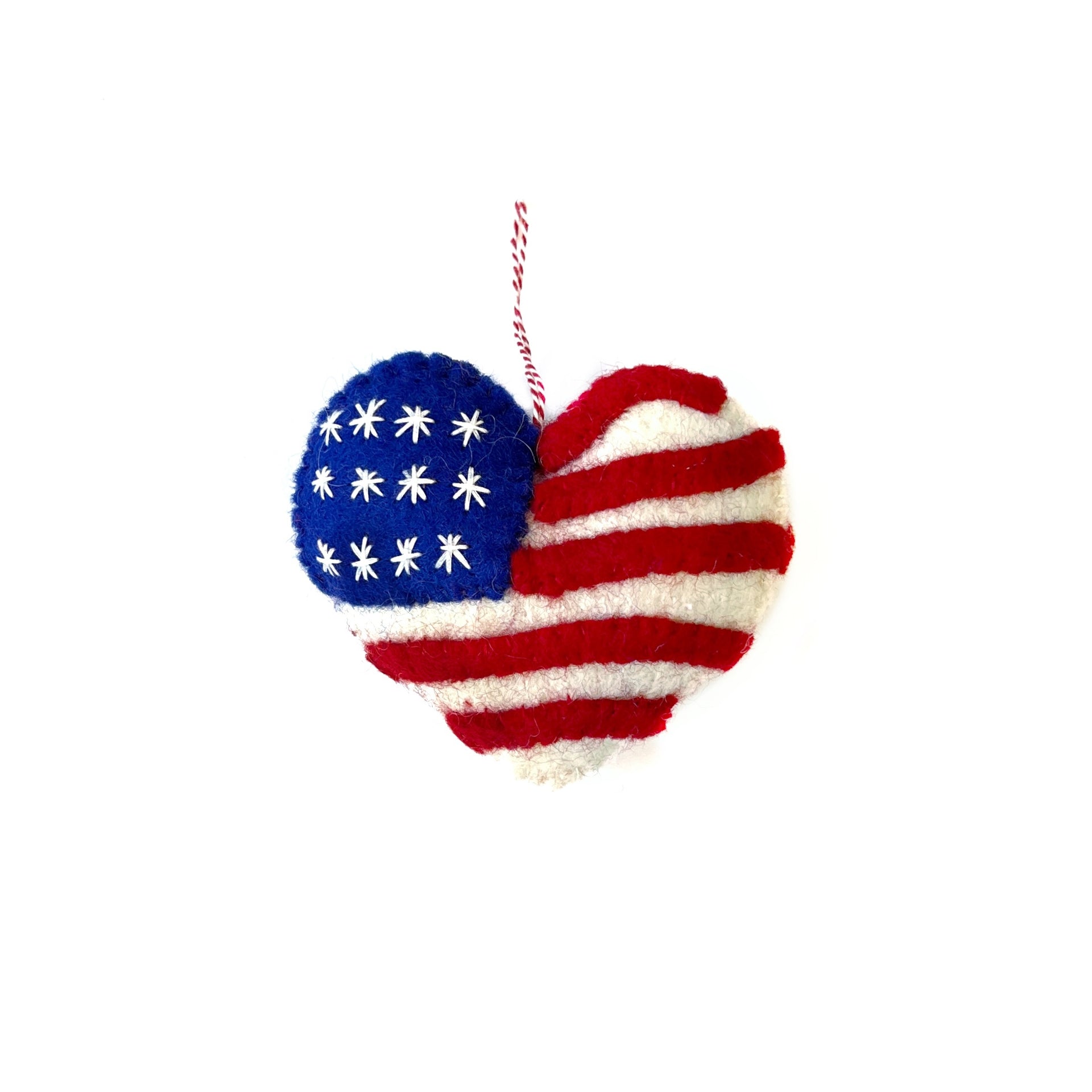 Heart Flag Ornament, Felt Wool