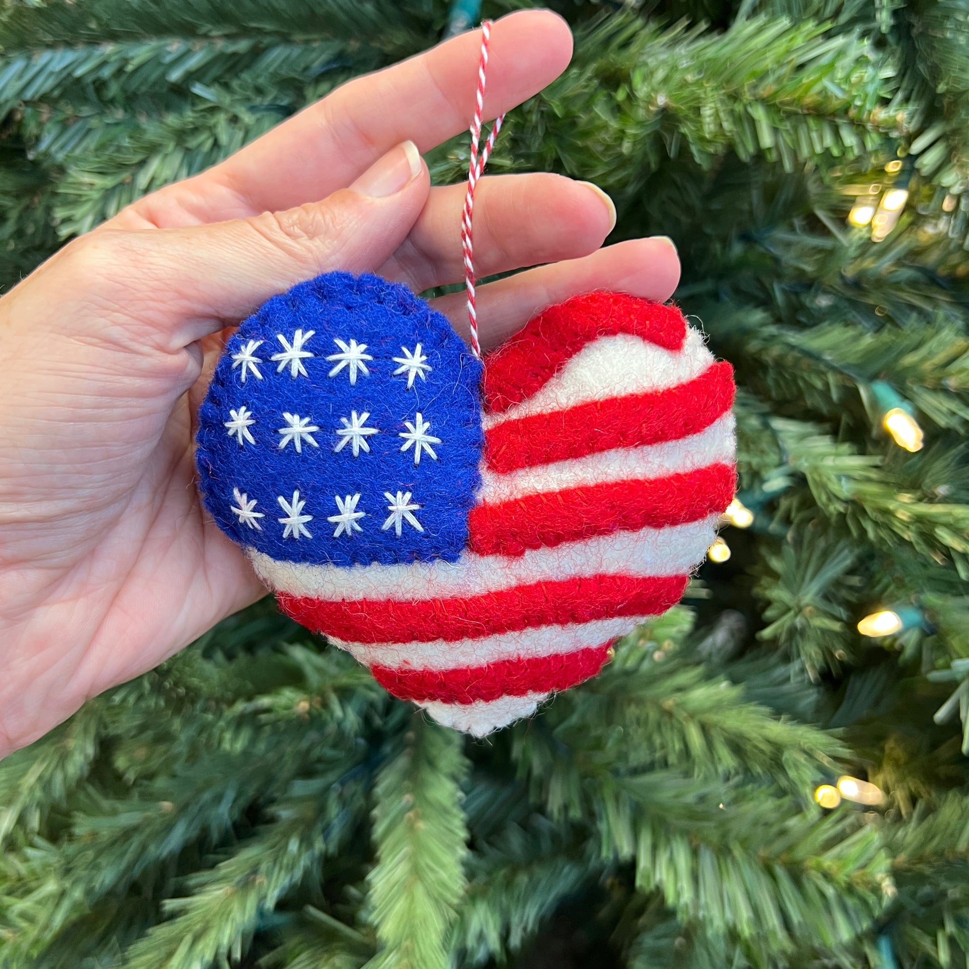 Heart Flag Ornament, Felt Wool