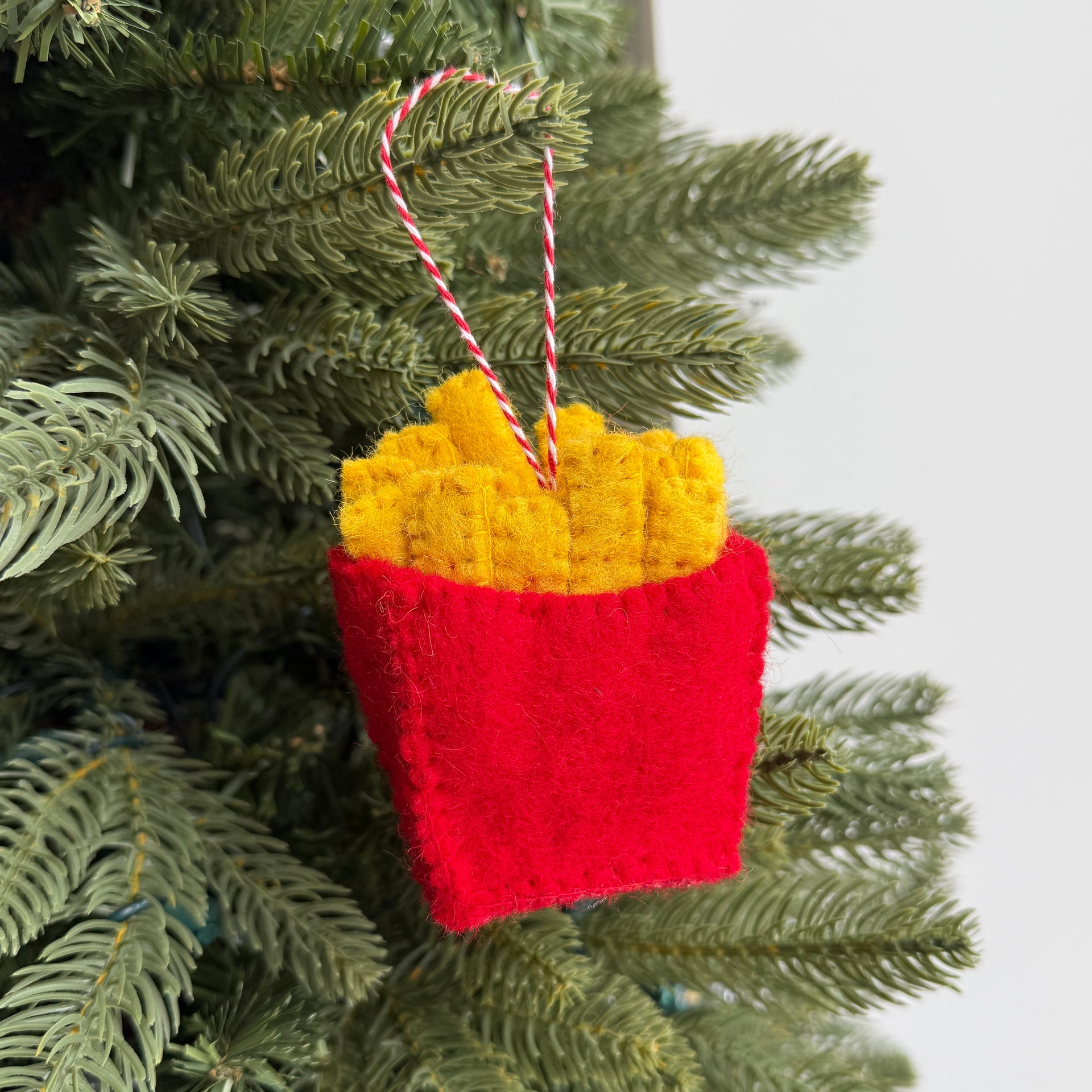French Fries Ornament, Felt Wool