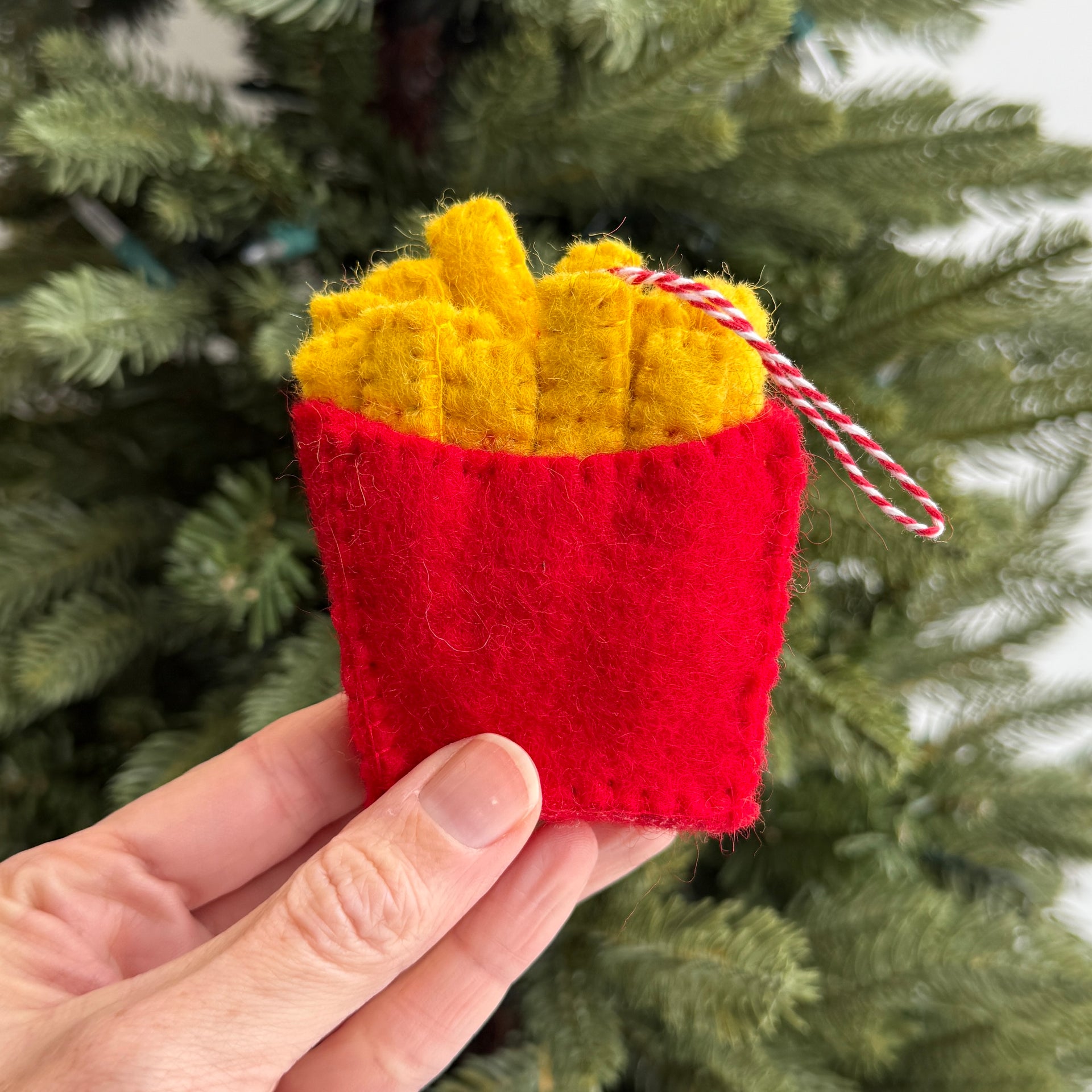 French Fries Ornament, Felt Wool