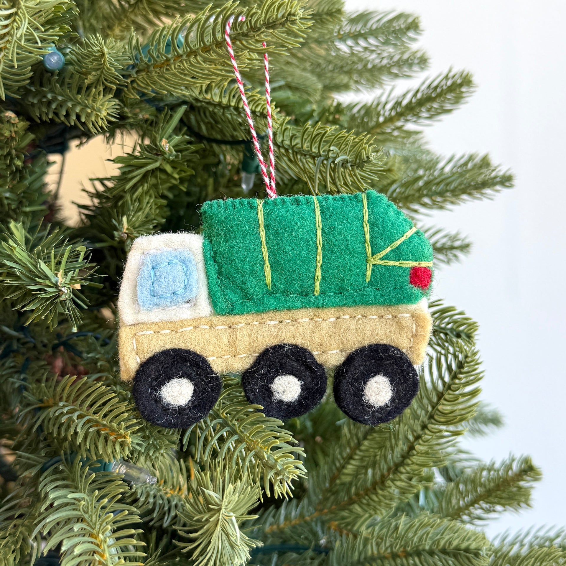 Garbage Truck Ornament, Felt Wool